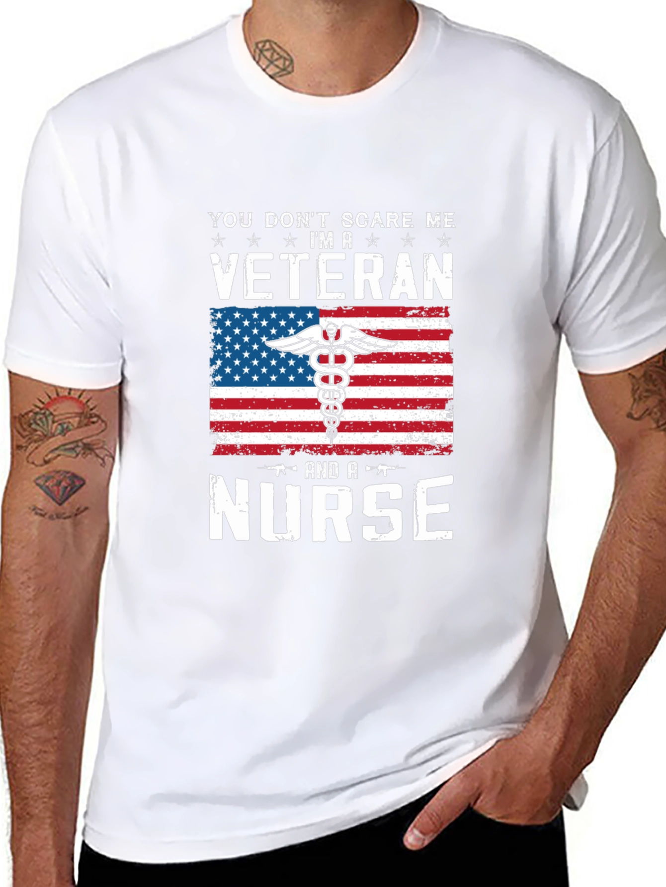 Veteran Nurse T-Shirt - Patriotic American Flag Design