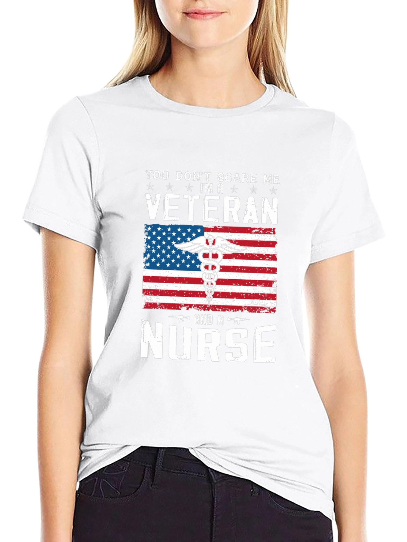 Veteran Nurse T-Shirt - Patriotic American Flag Design