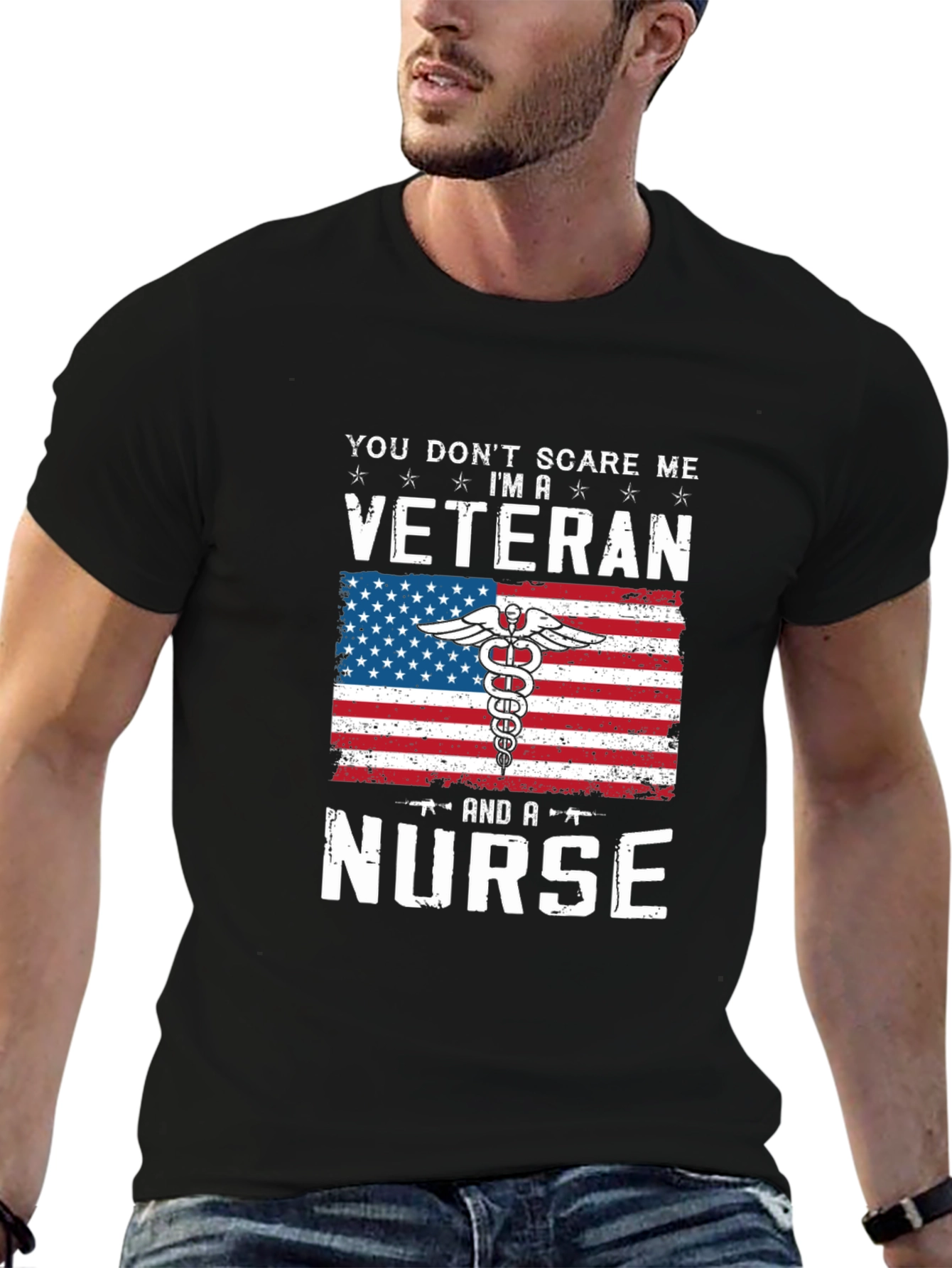 Veteran Nurse T-Shirt - Patriotic American Flag Design