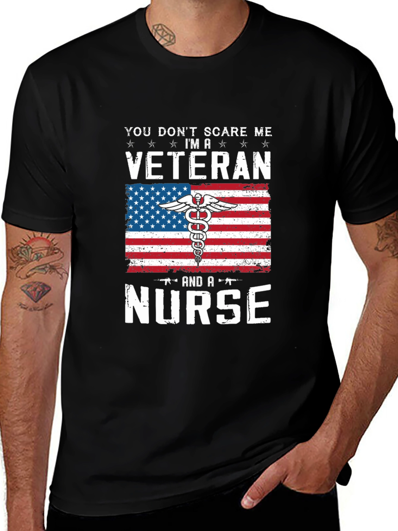 Veteran Nurse T-Shirt - Patriotic American Flag Design