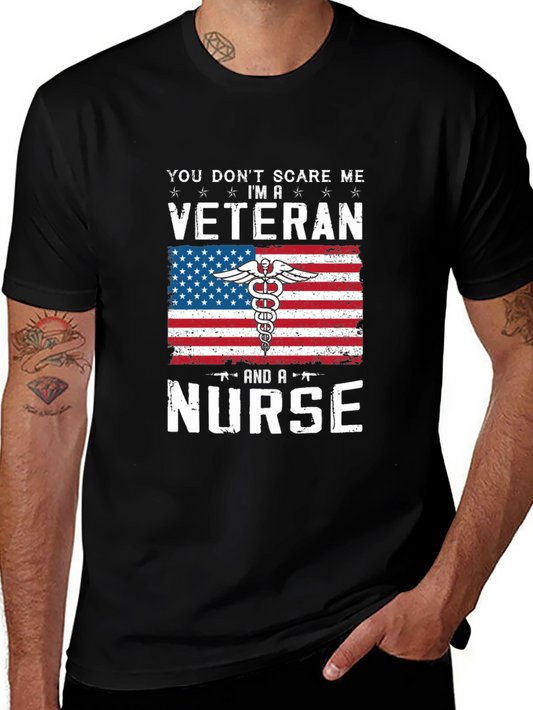 Veteran Nurse T-Shirt - Patriotic American Flag Design