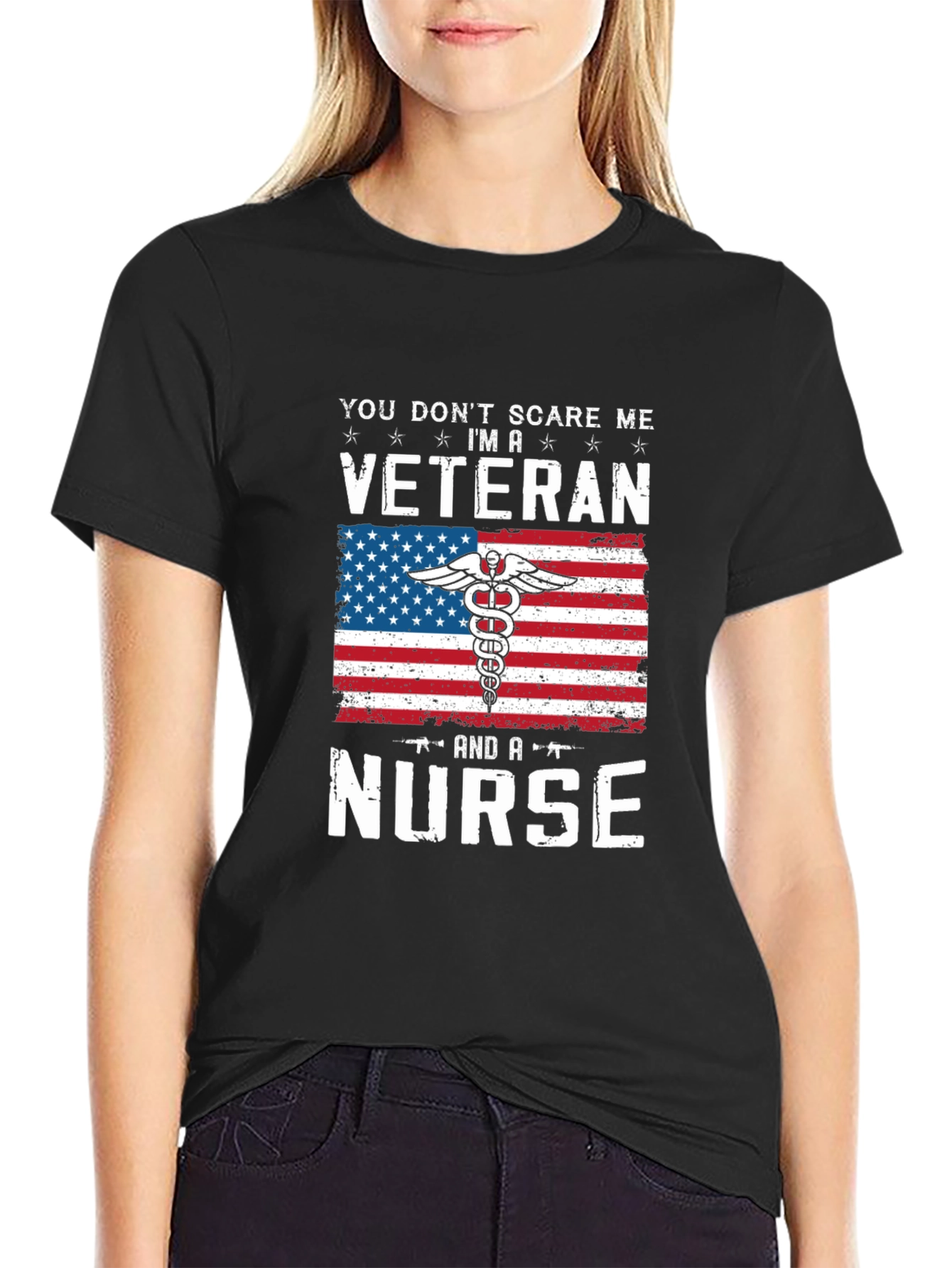 Veteran Nurse T-Shirt - Patriotic American Flag Design