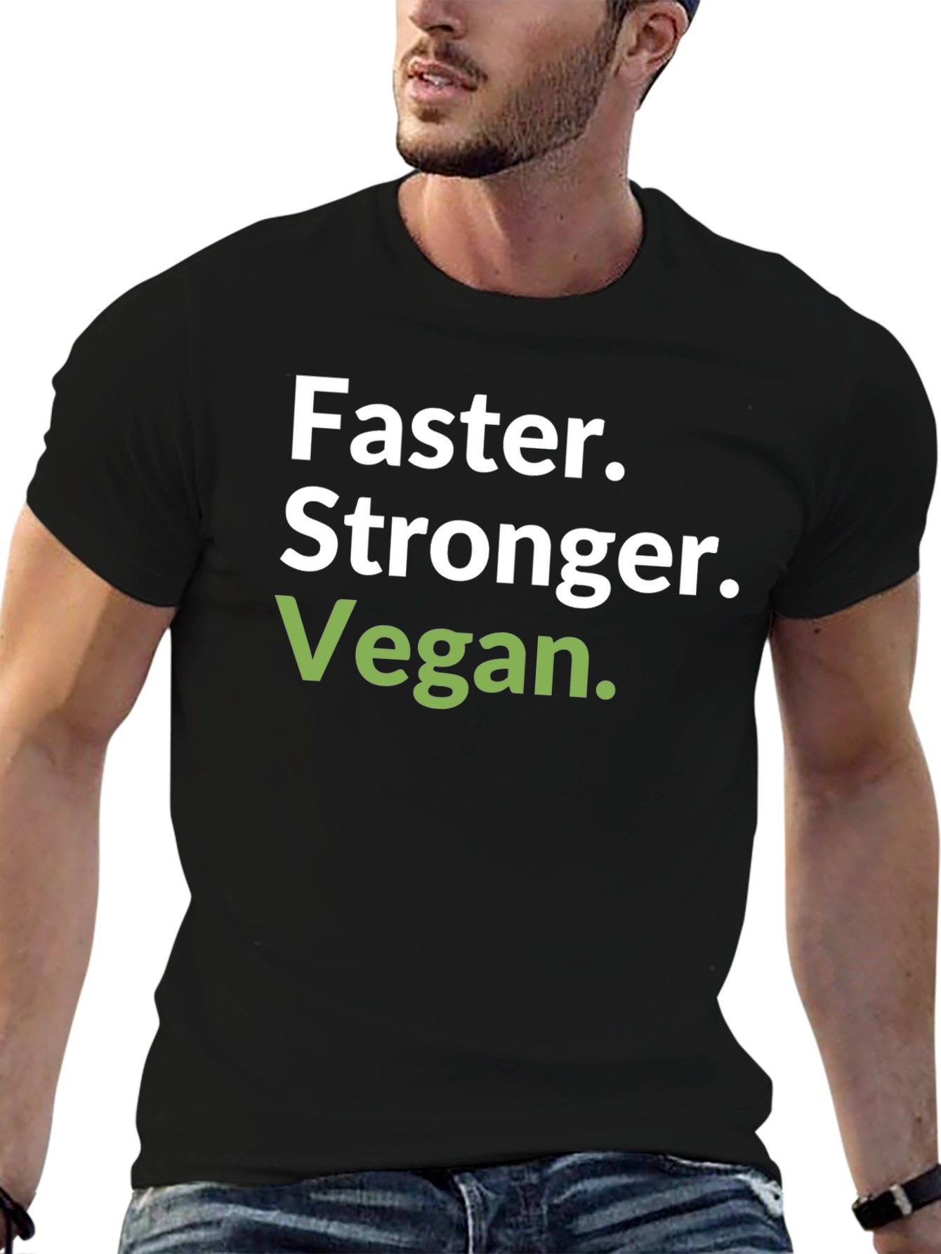 Faster Stronger Vegan T-Shirt - Black