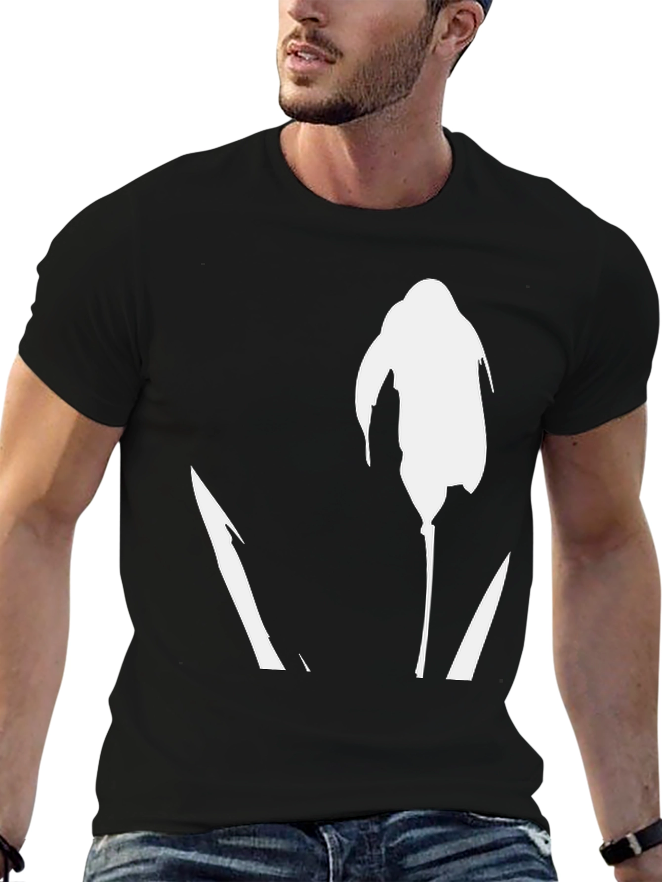 Abstract Flower Graphic T-Shirt - Black Casual Tee