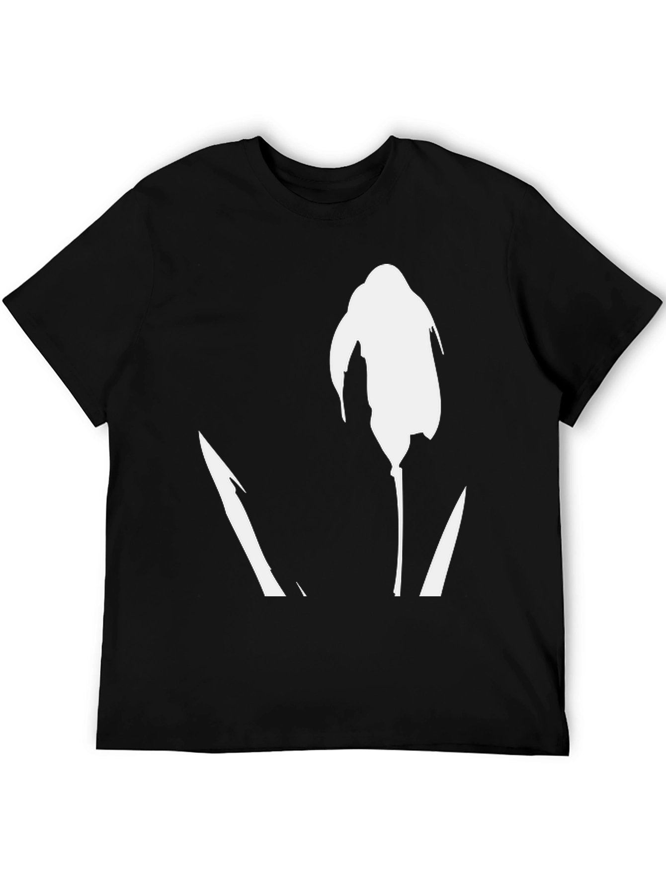 Abstract Flower Graphic T-Shirt - Black Casual Tee