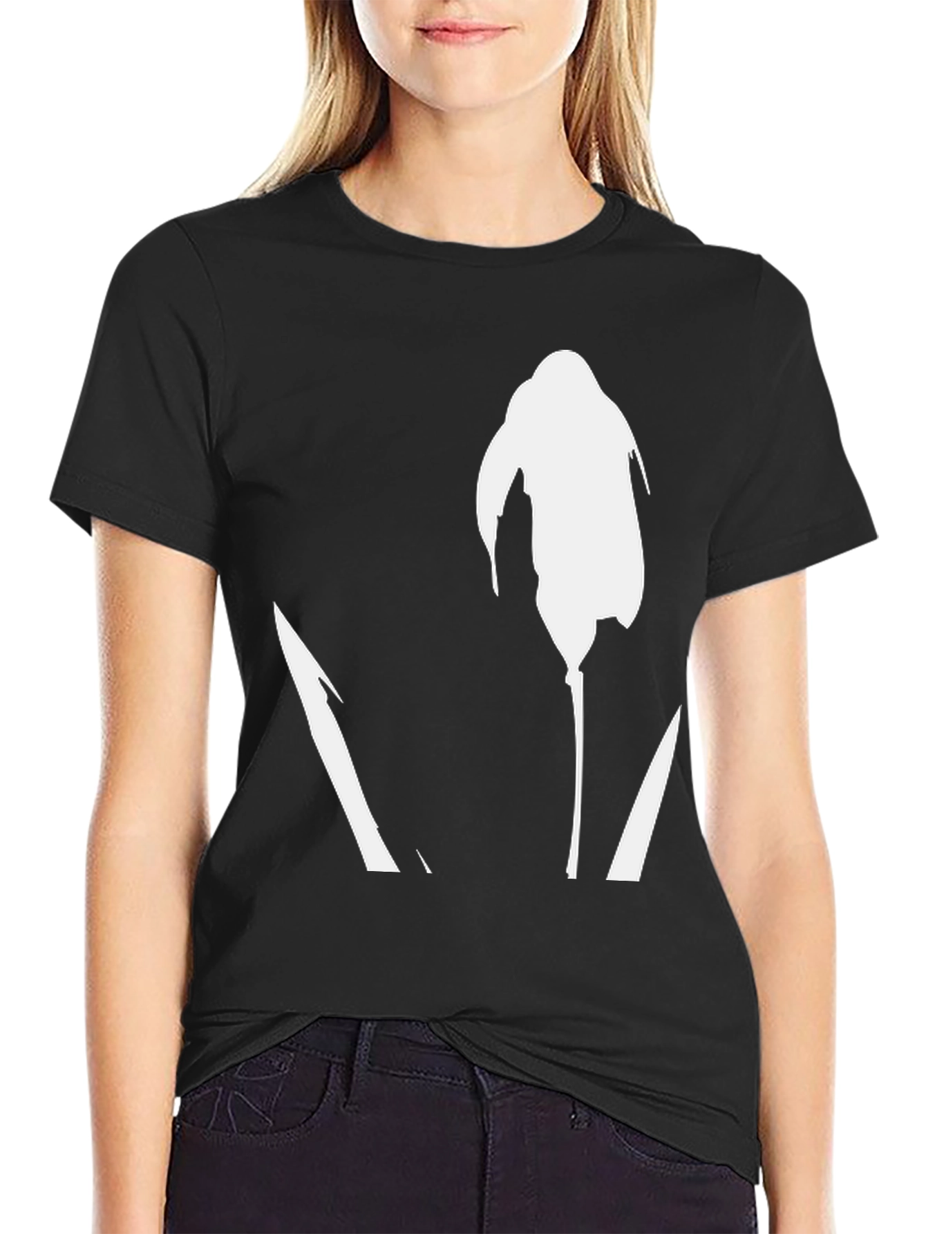 Abstract Flower Graphic T-Shirt - Black Casual Tee