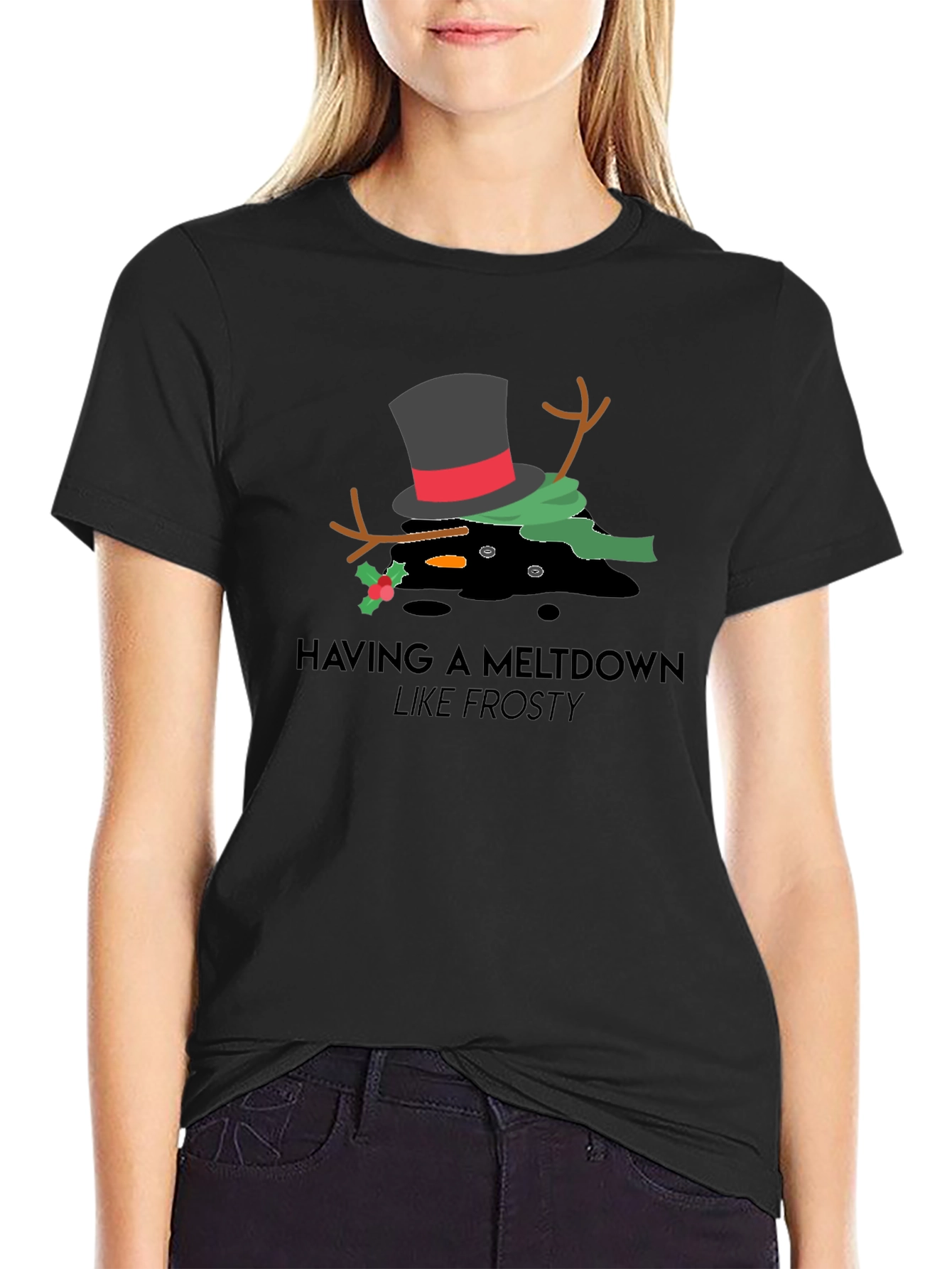Melting Snowman Graphic Tee - Frosty Meltdown T-Shirt