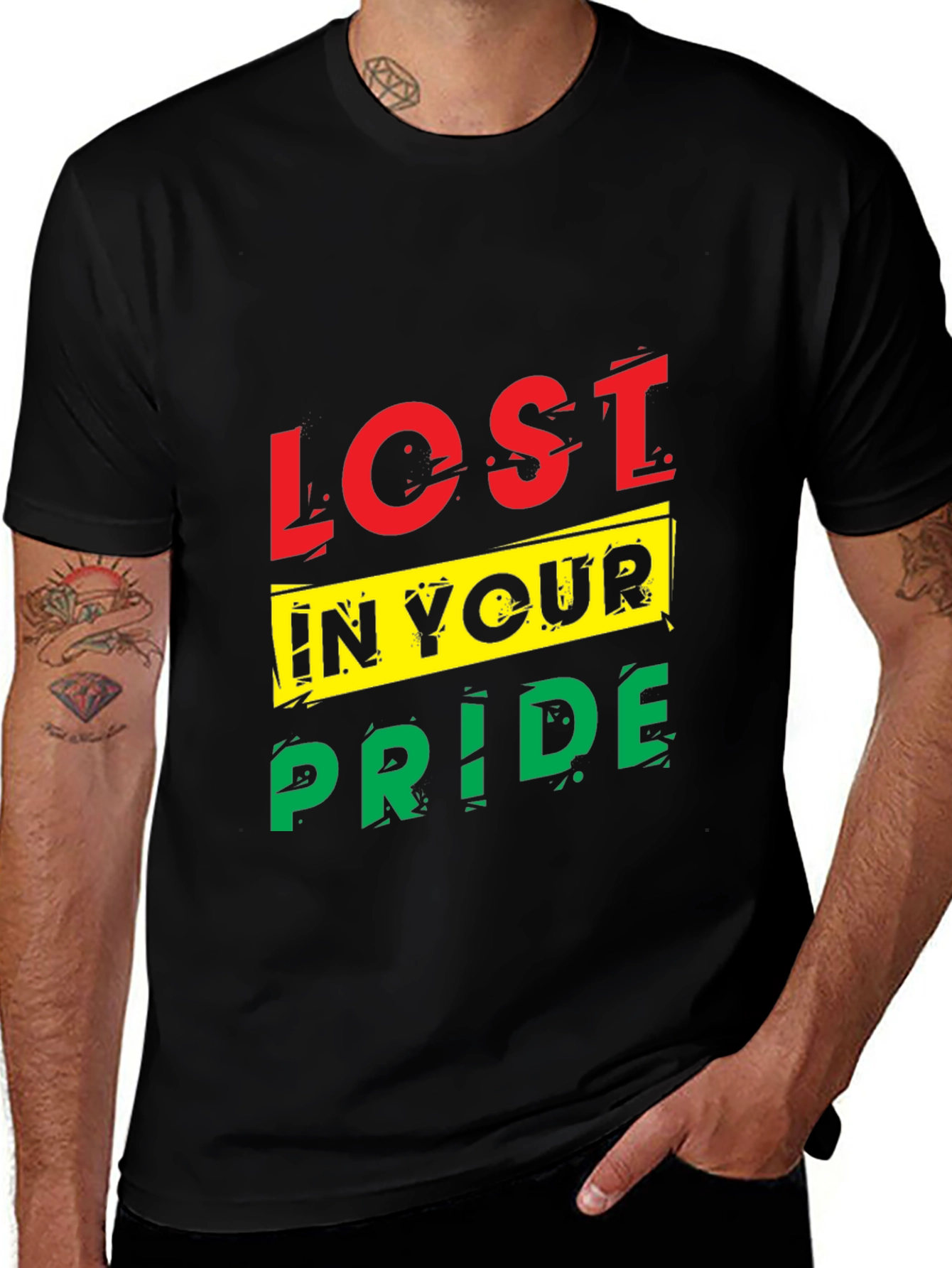 Lost In Your Pride Graphic T-Shirt - Black