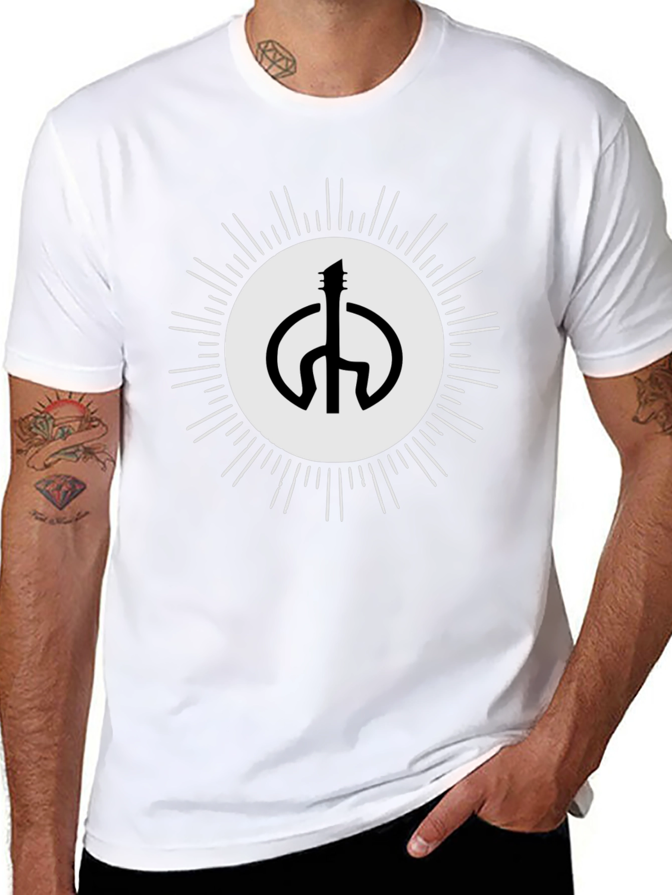 Guitar Peace Sign Black T-Shirt