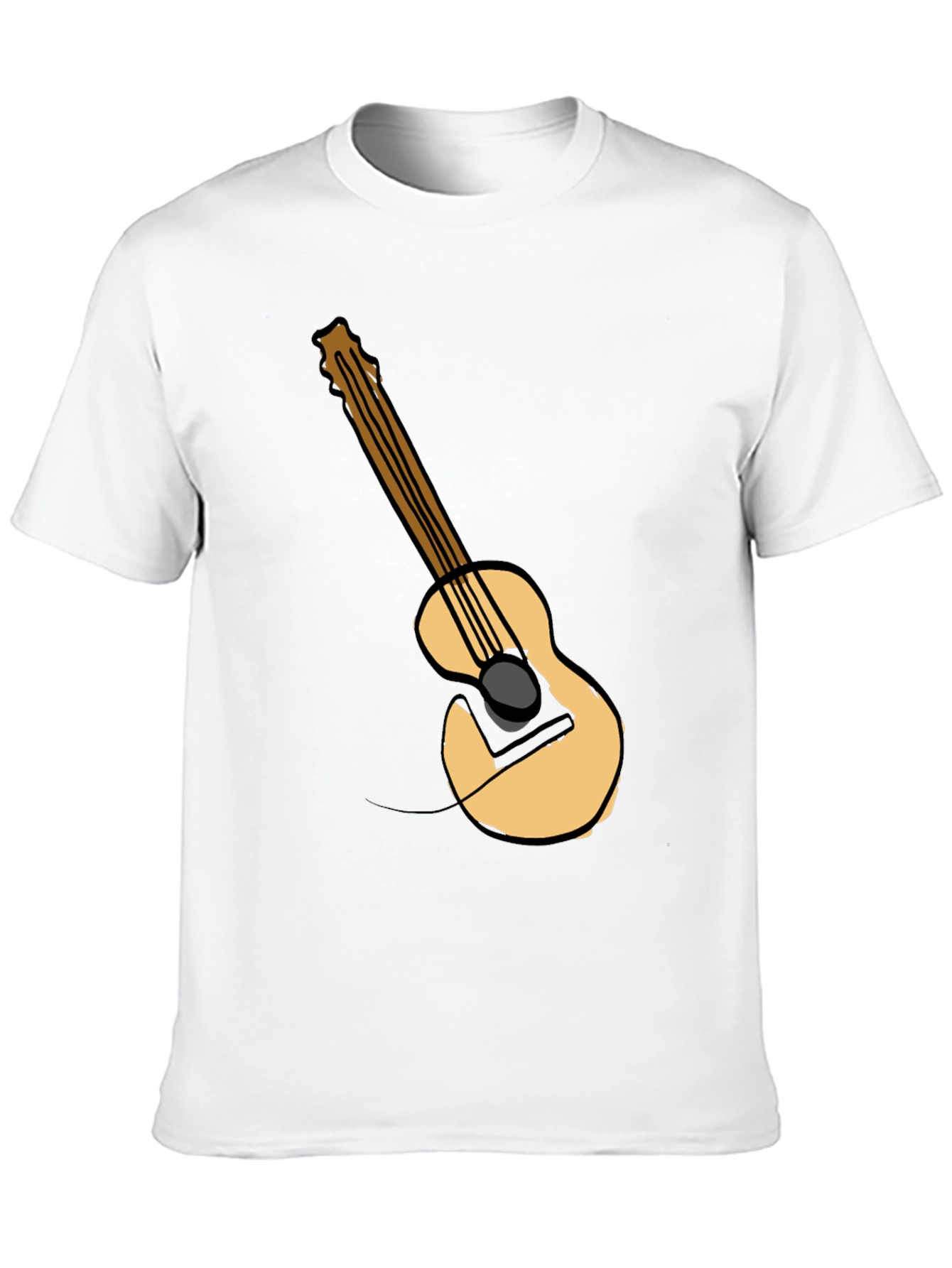 Guitar Graphic Tee - Black Cotton Casual T-Shirt