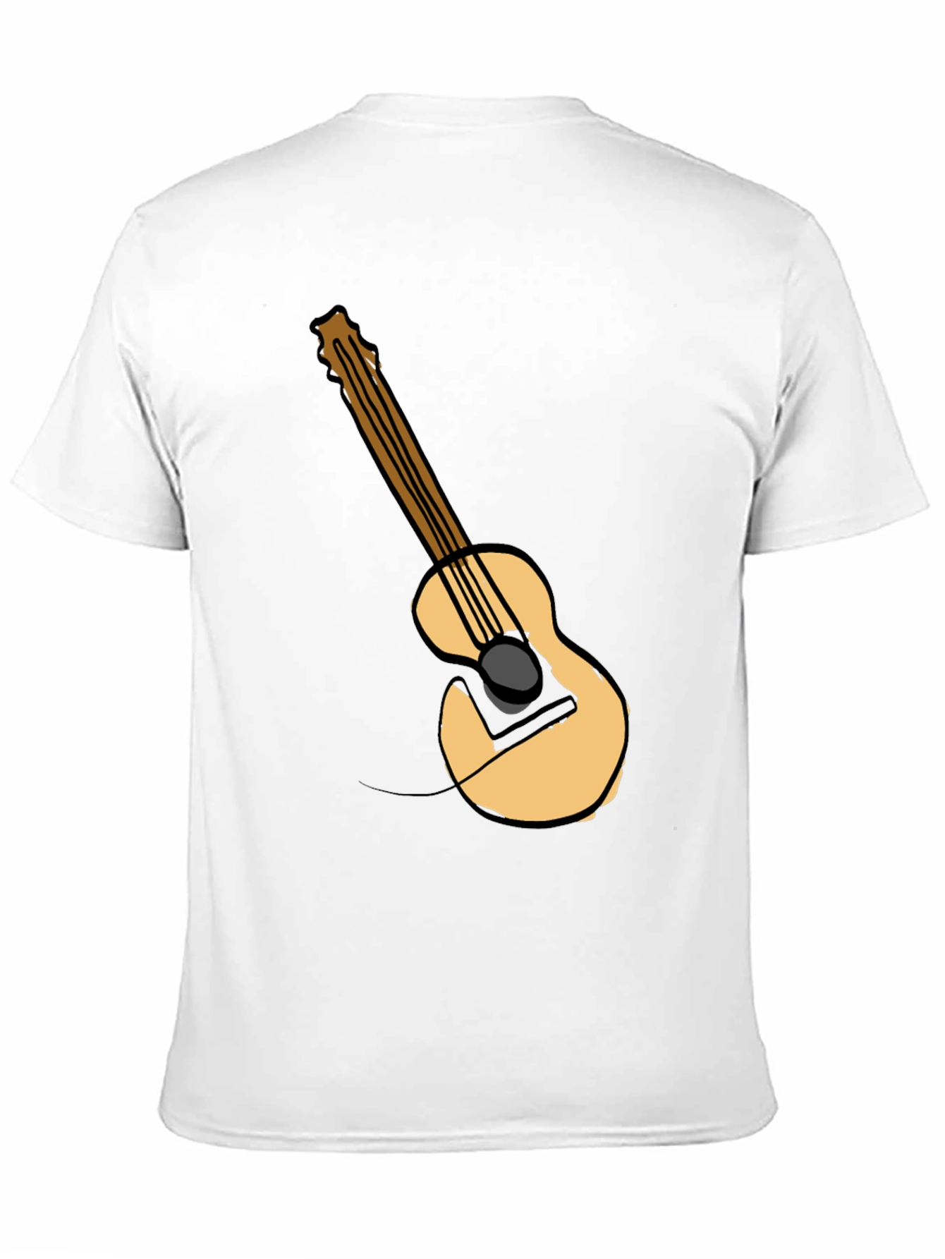 Guitar Graphic Tee - Black Cotton Casual T-Shirt