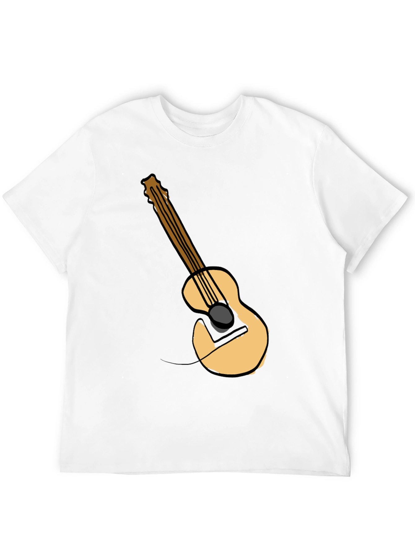 Guitar Graphic Tee - Black Cotton Casual T-Shirt