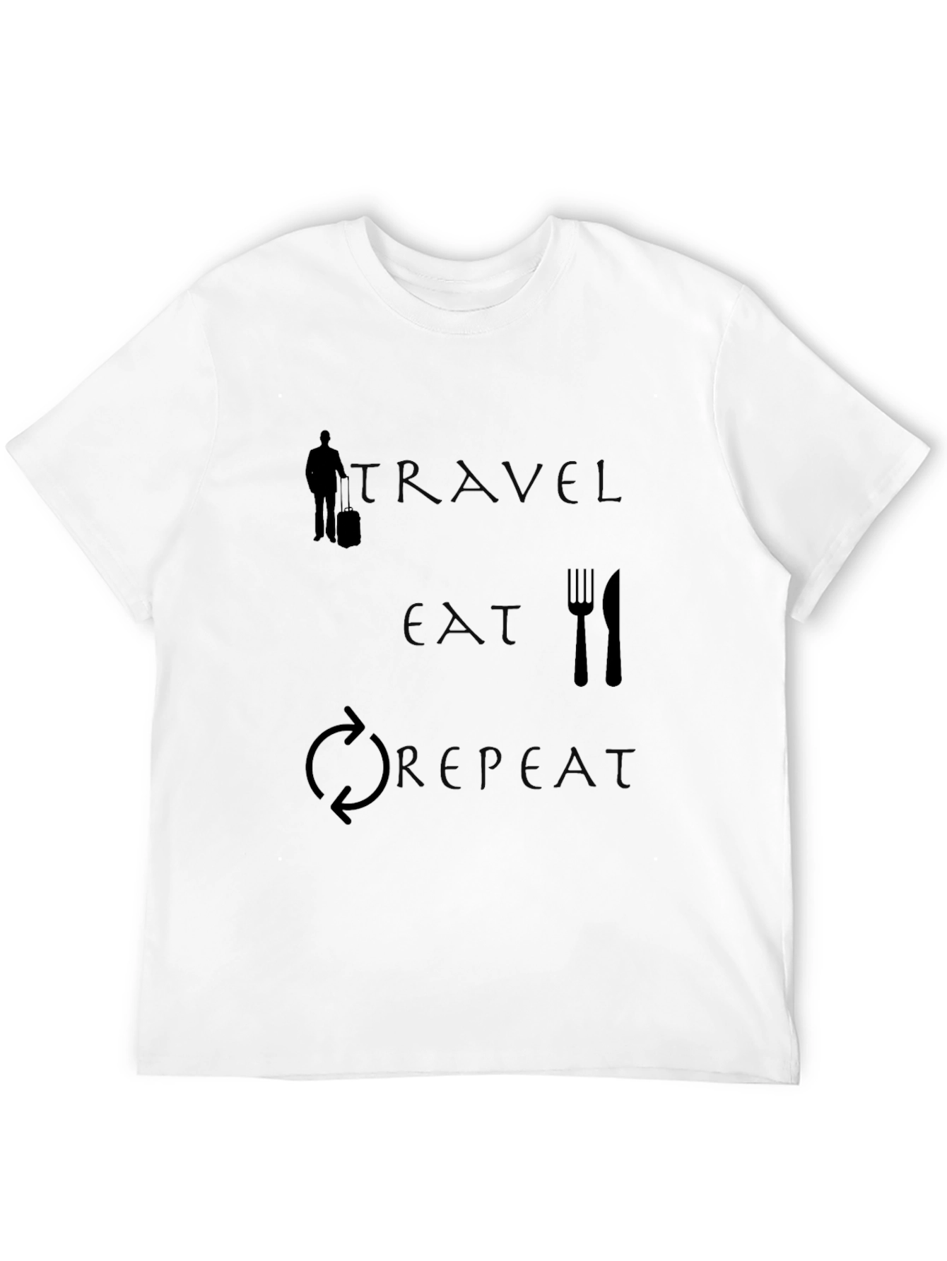 Travel Eat Repeat Graphic Tee - Black Cotton T-Shirt