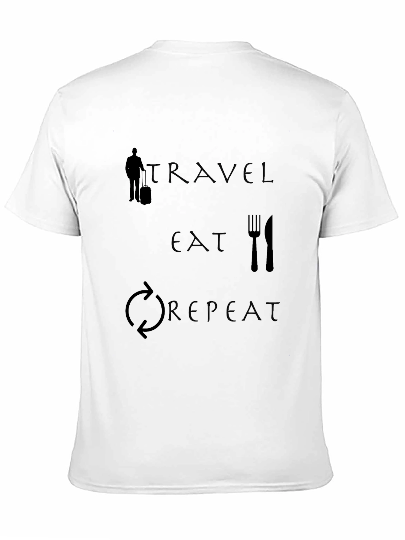 Travel Eat Repeat Graphic Tee - Black Cotton T-Shirt