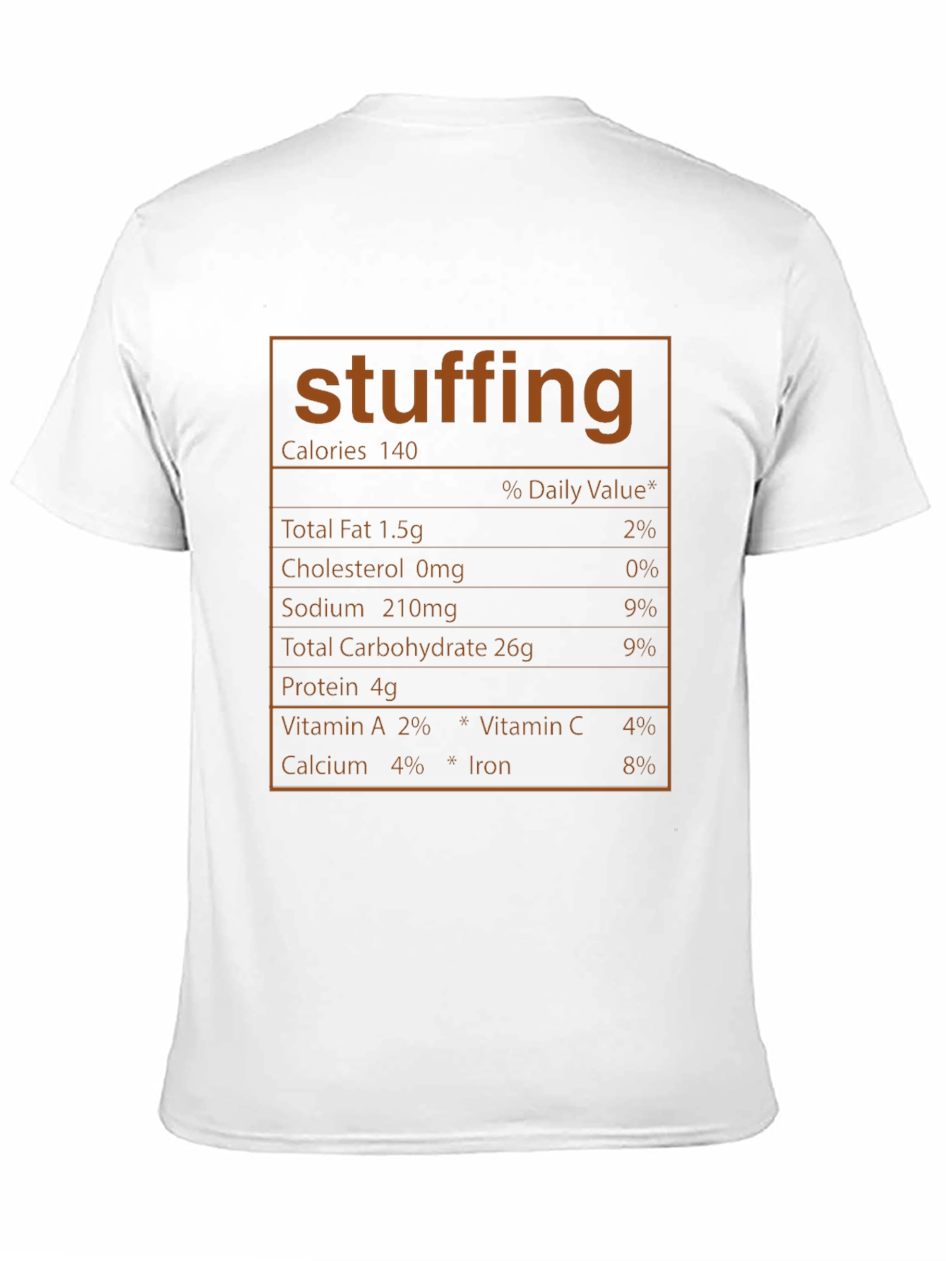 Funny Stuffing Nutrition Facts Black T-Shirt