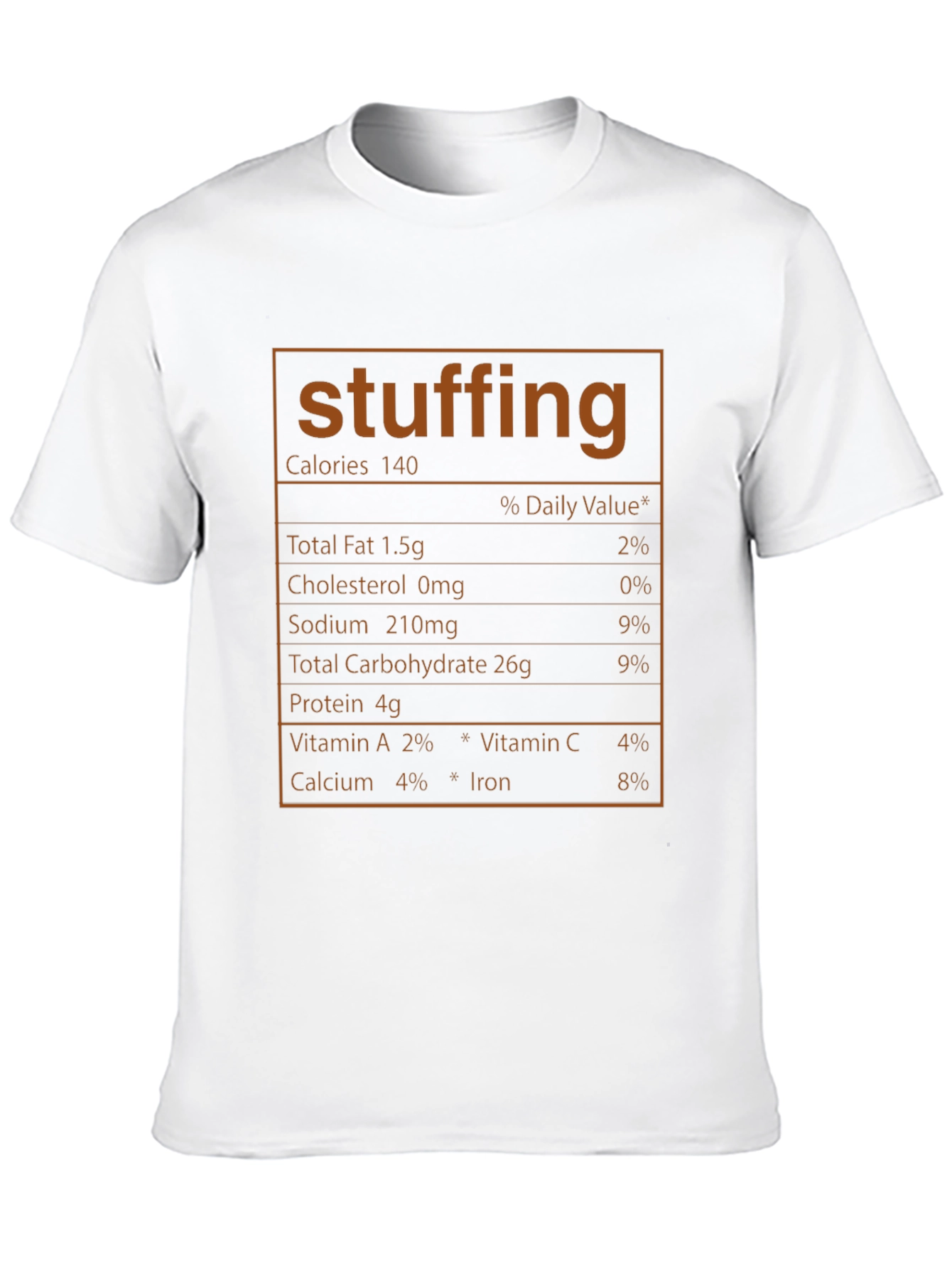 Funny Stuffing Nutrition Facts Black T-Shirt