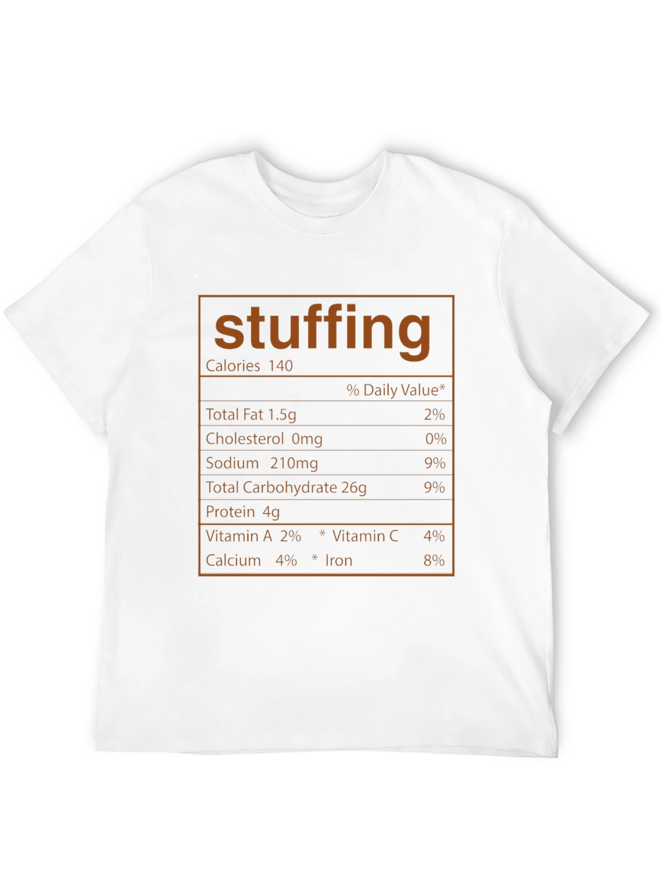 Funny Stuffing Nutrition Facts Black T-Shirt
