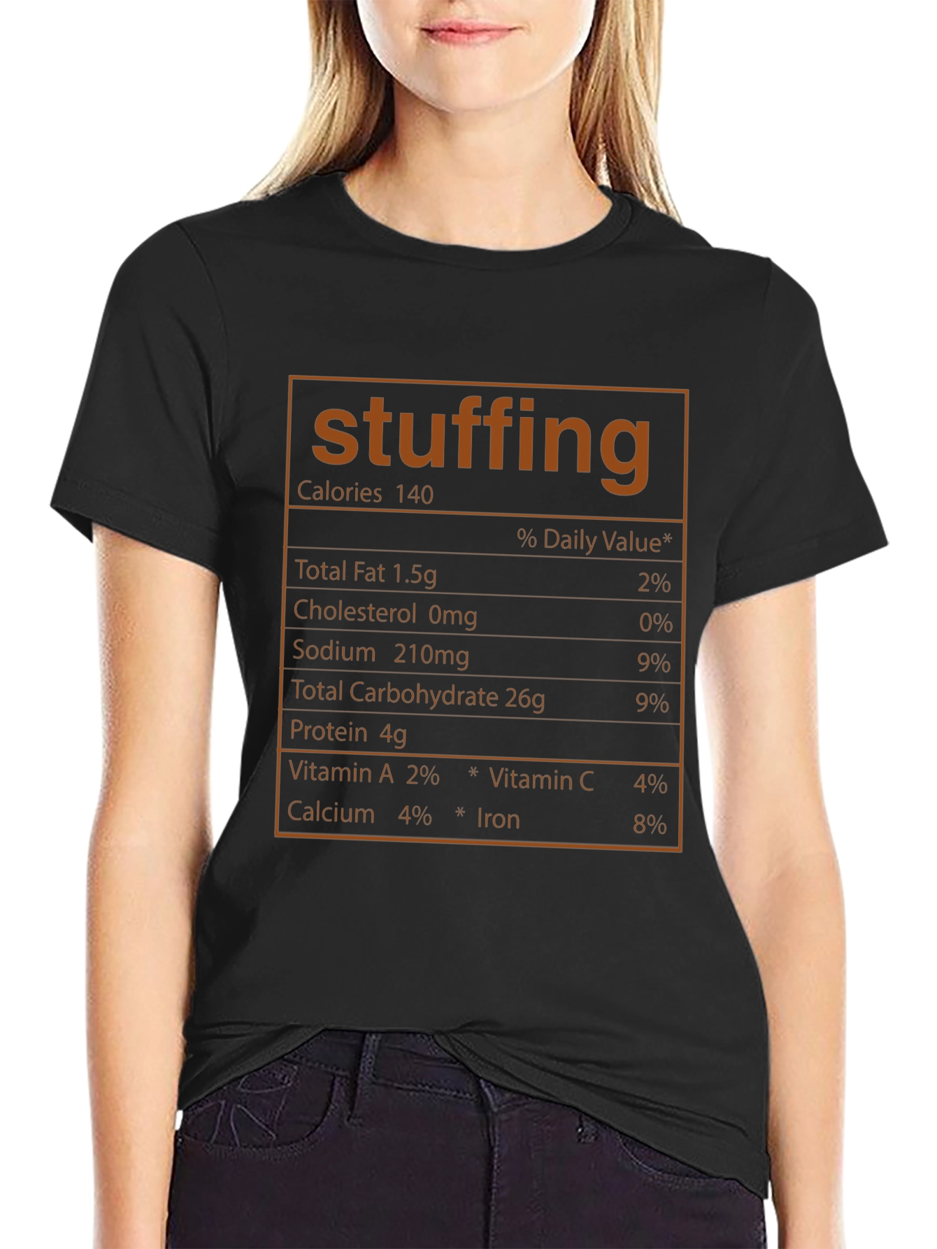 Funny Stuffing Nutrition Facts Black T-Shirt