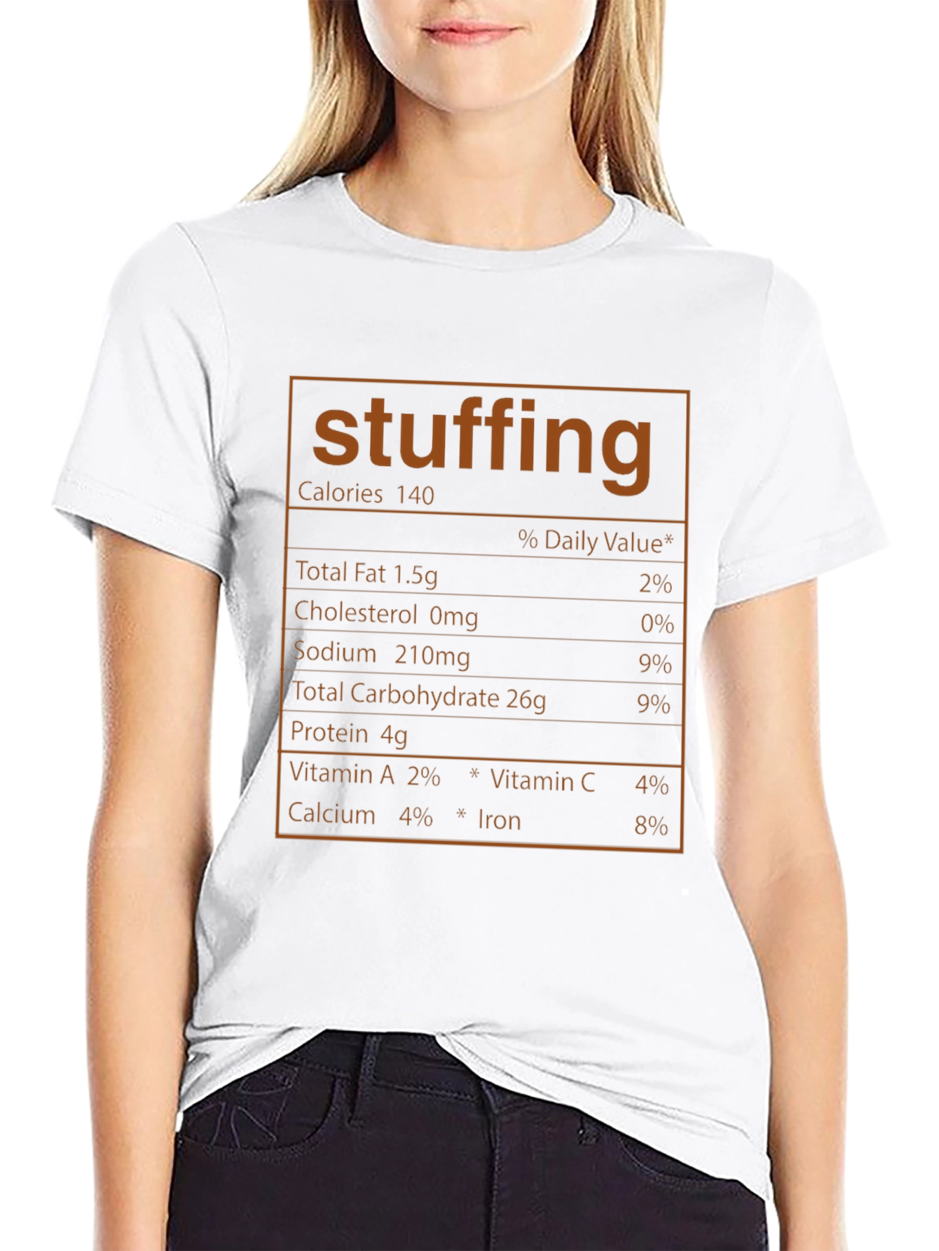 Funny Stuffing Nutrition Facts Black T-Shirt