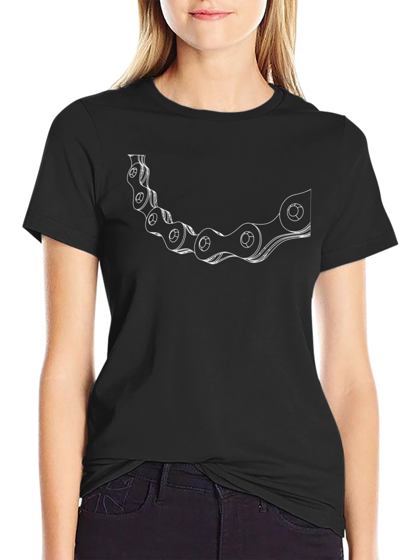 Black T-Shirt with Chain Graphic