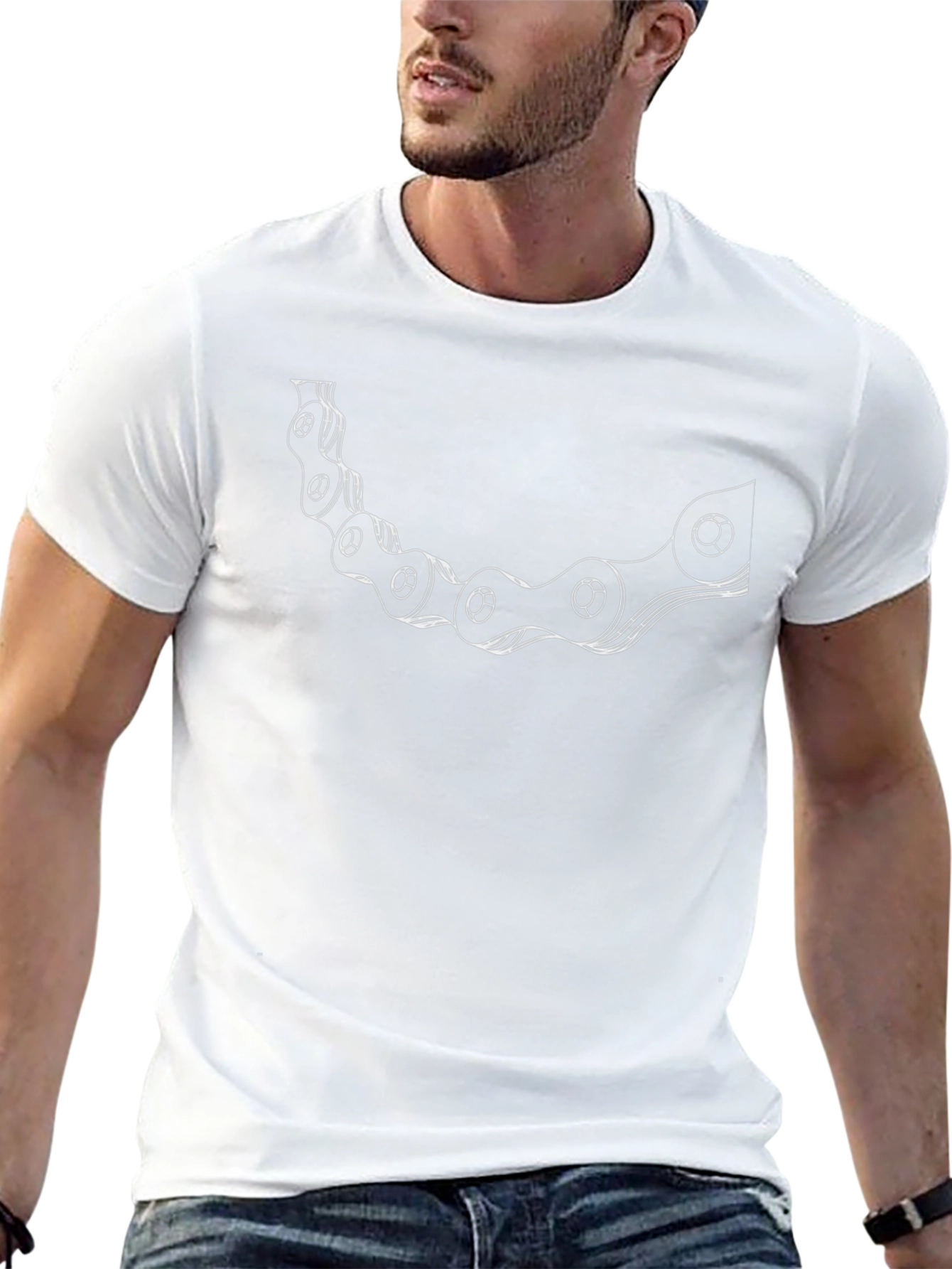 Black T-Shirt with Chain Graphic