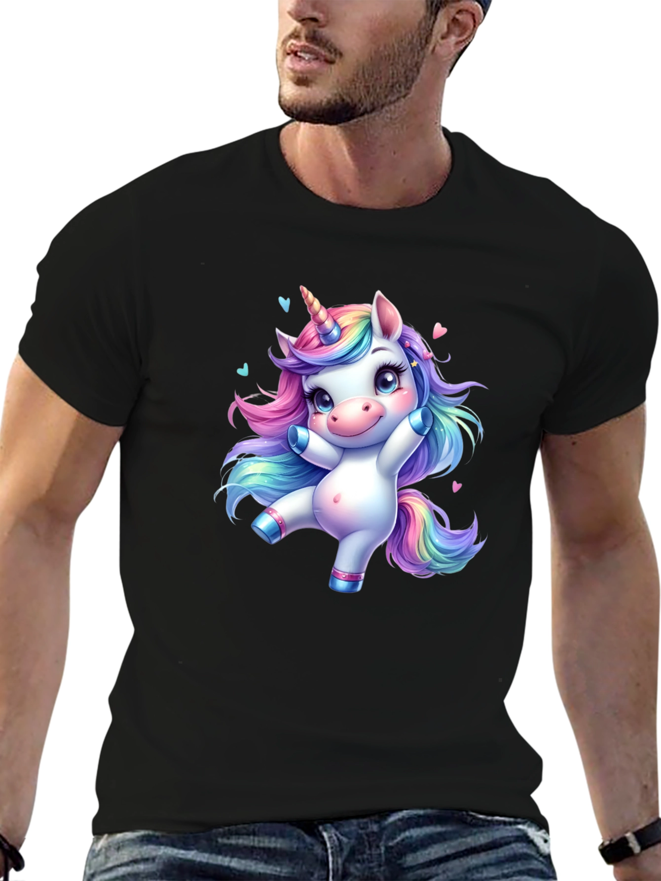 Cute Unicorn Black T-Shirt