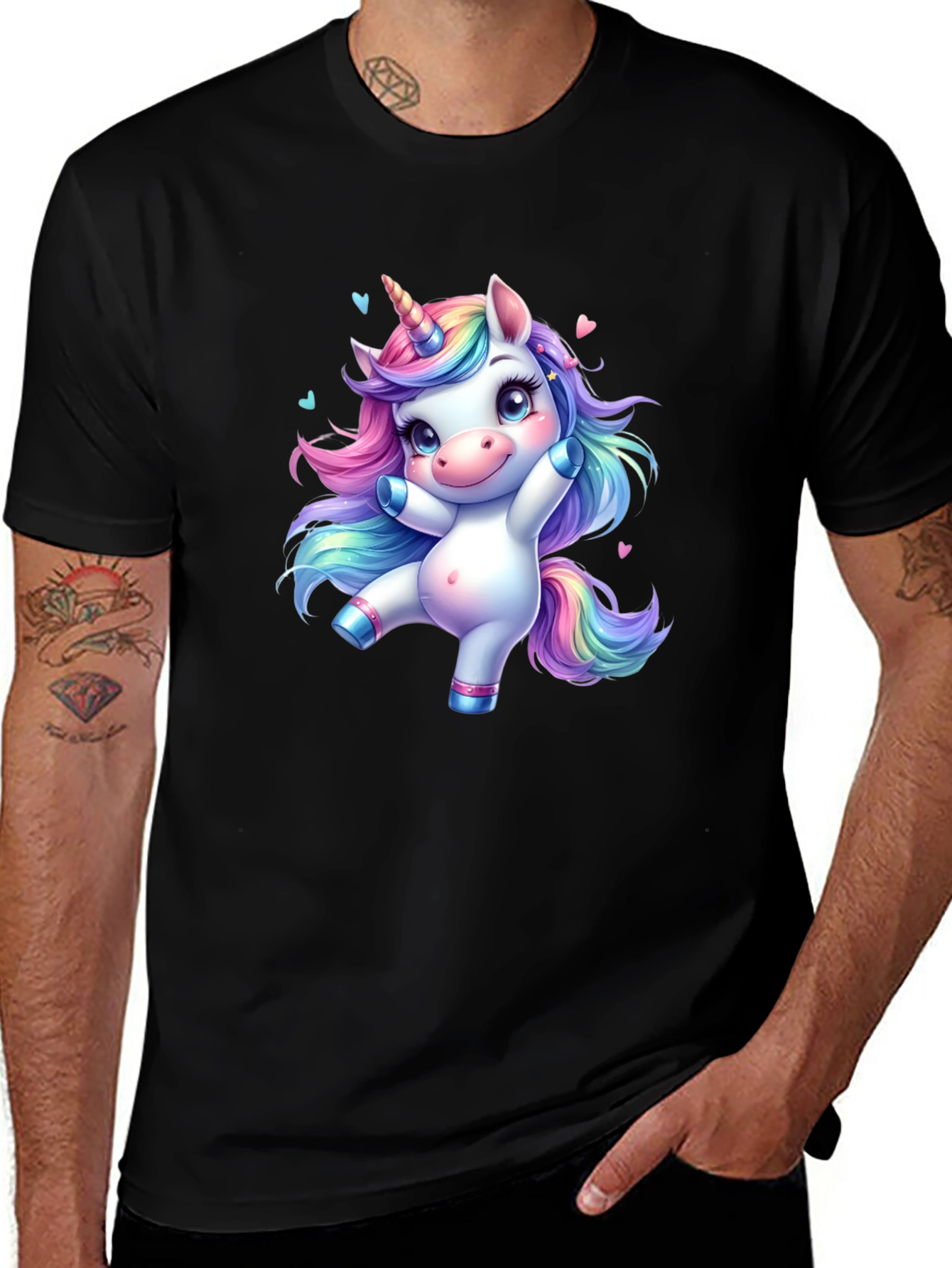 Cute Unicorn Black T-Shirt