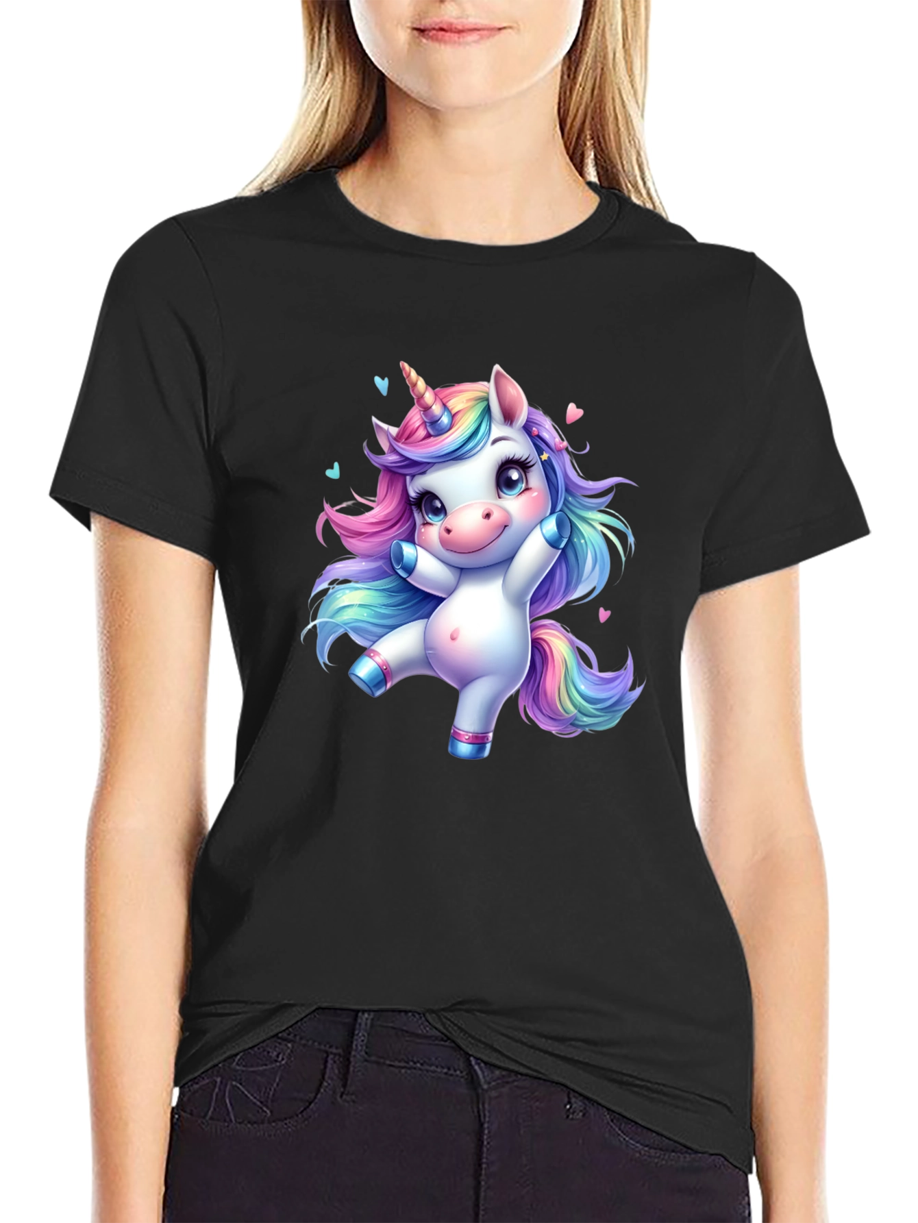 Cute Unicorn Black T-Shirt