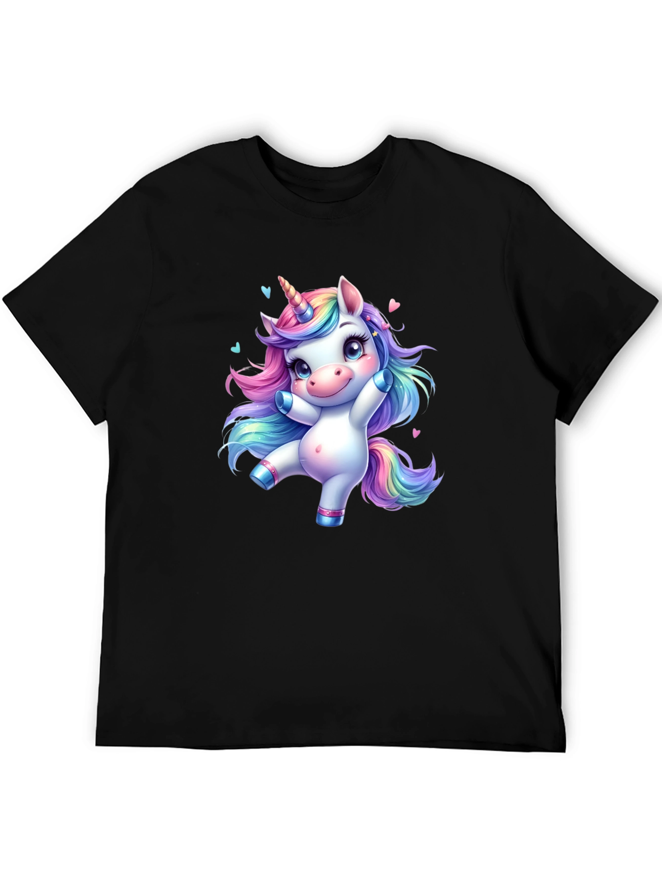 Cute Unicorn Black T-Shirt