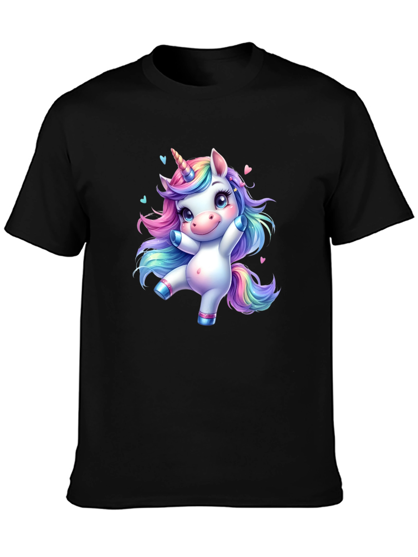 Cute Unicorn Black T-Shirt