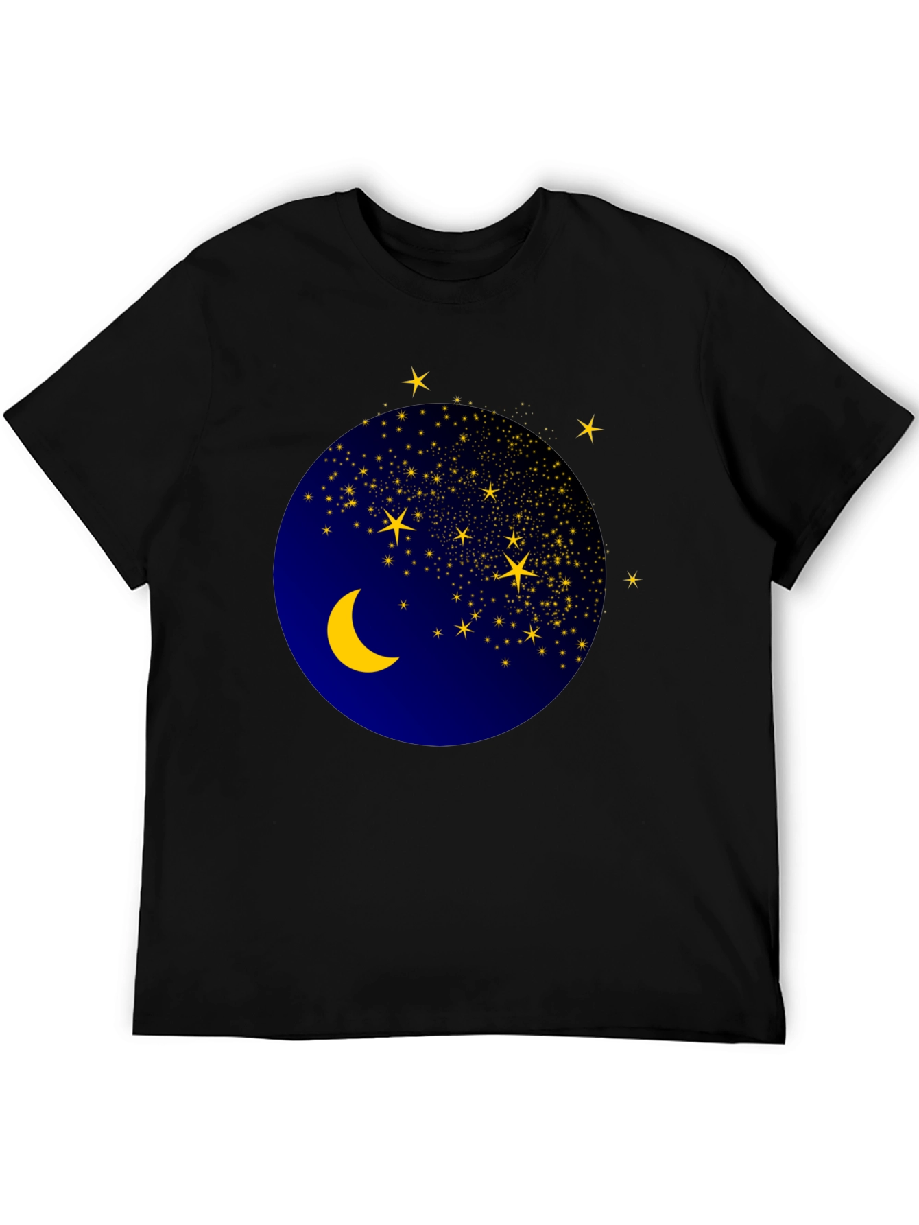 Celestial Moon & Stars Graphic Black T-Shirt