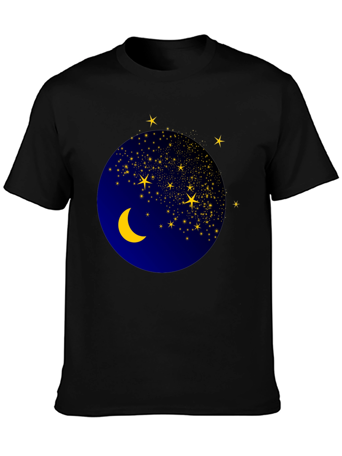Celestial Moon & Stars Graphic Black T-Shirt