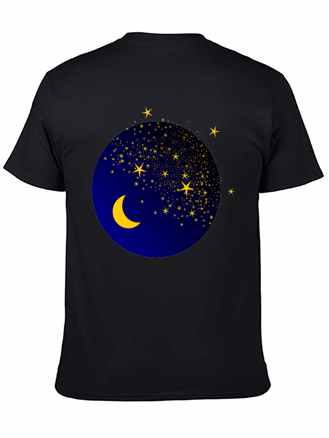 Celestial Moon & Stars Graphic Black T-Shirt