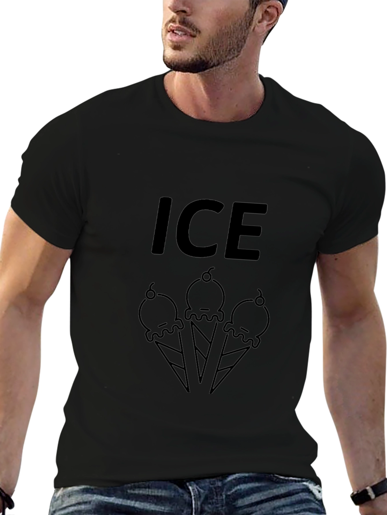 Ice Cream Graphic T-Shirt - Black