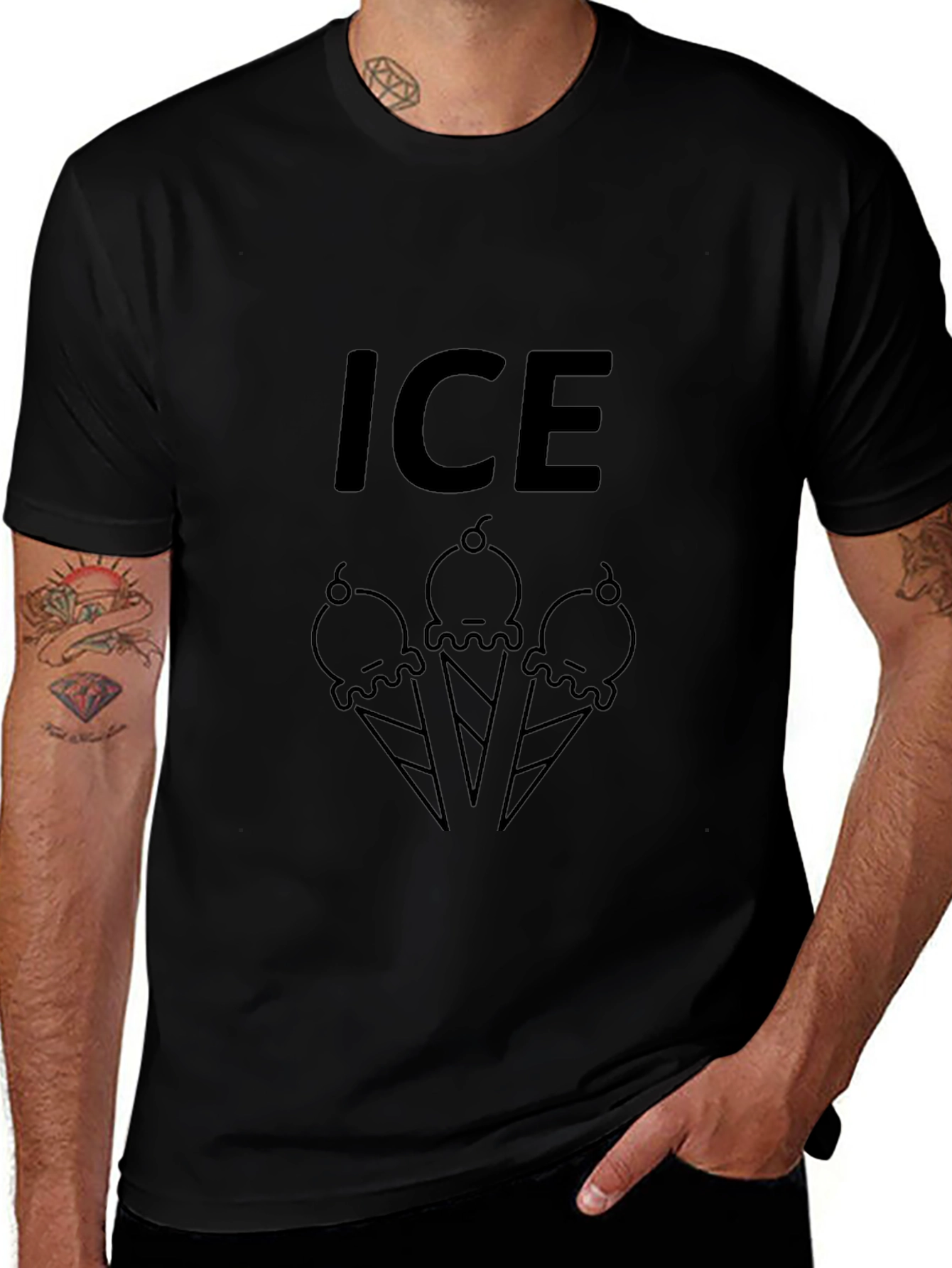 Ice Cream Graphic T-Shirt - Black