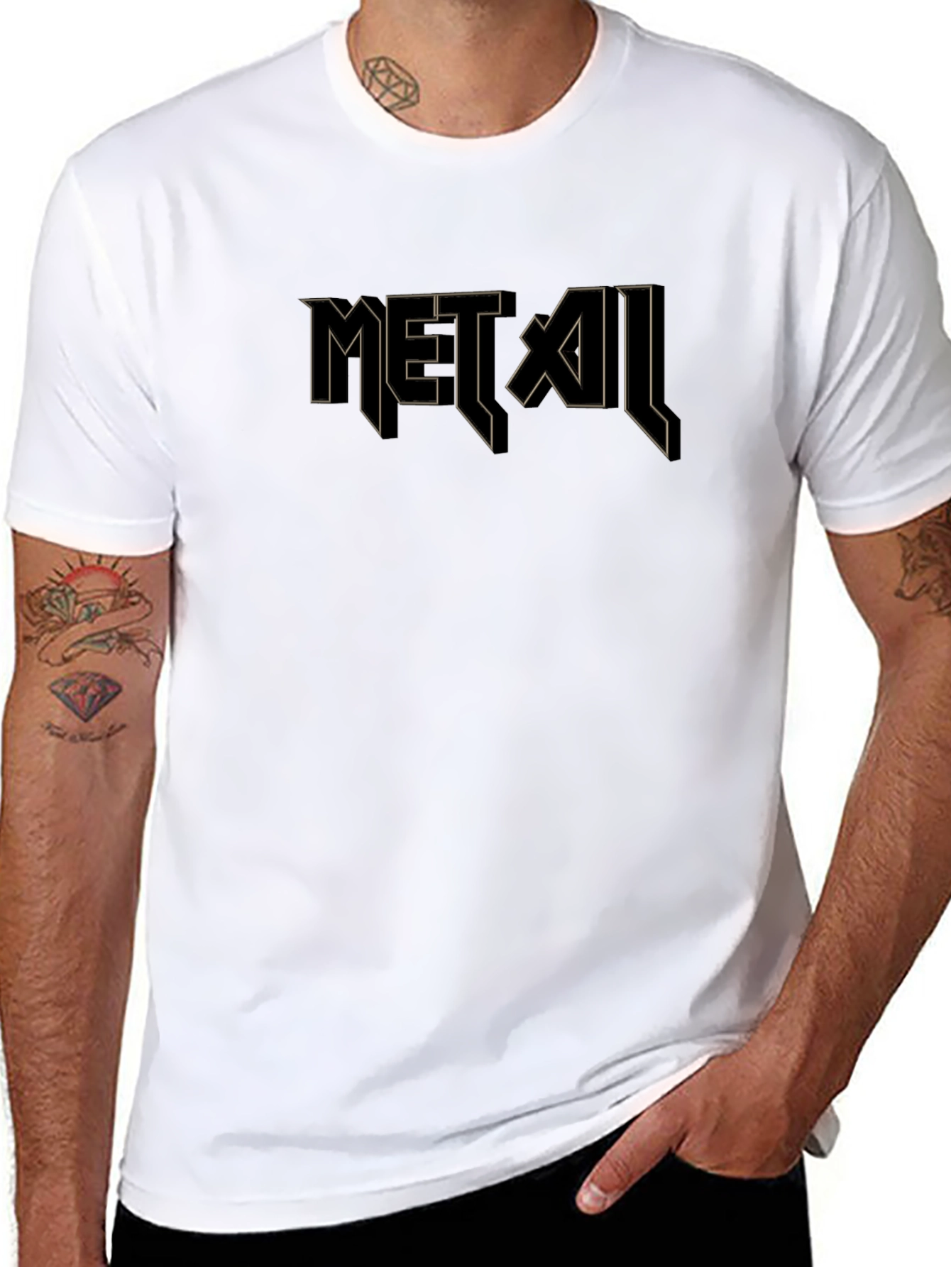 Metal Graphic Black T-Shirt for Men