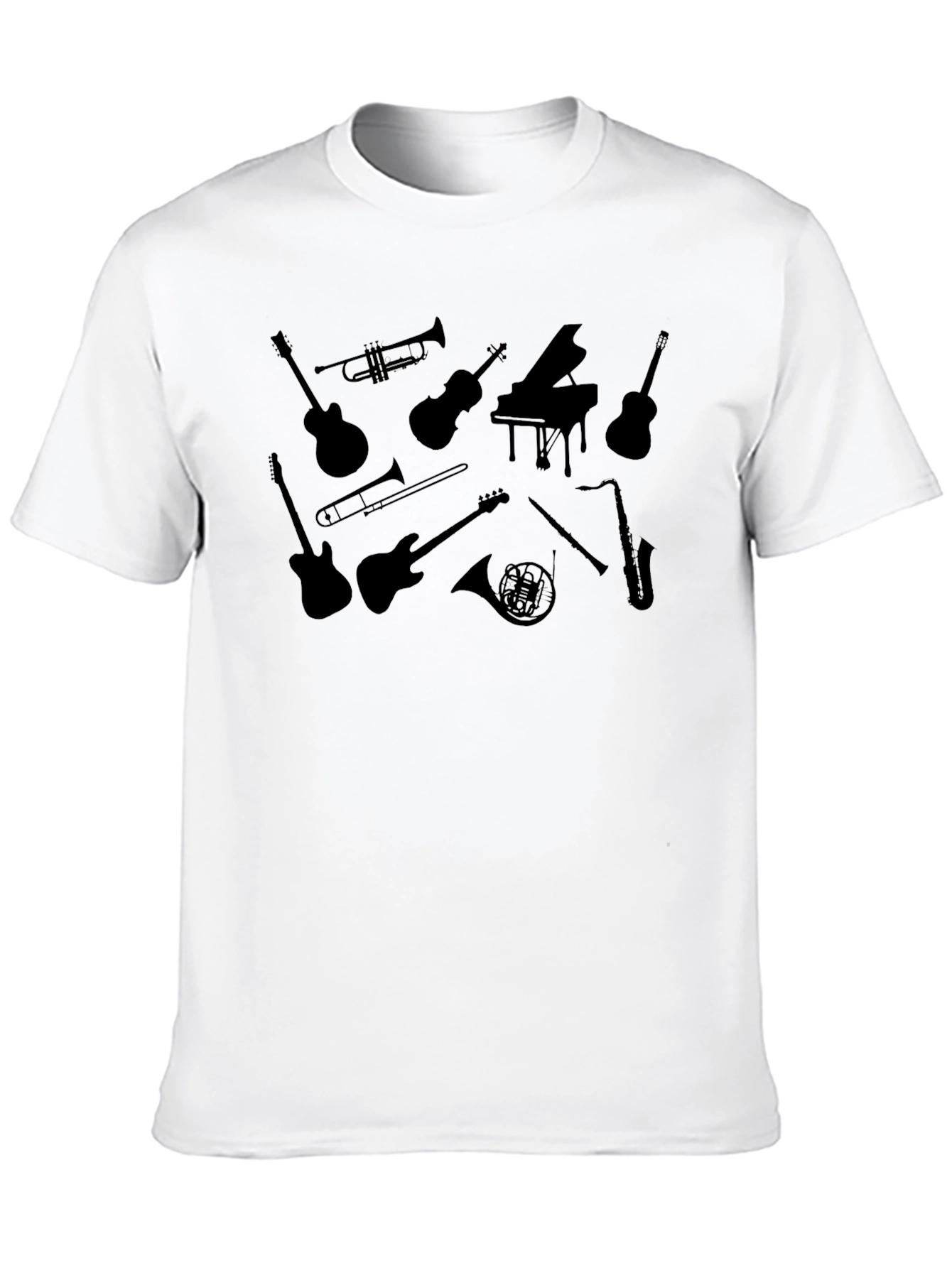Musical Instrument Silhouette Black T-Shirt