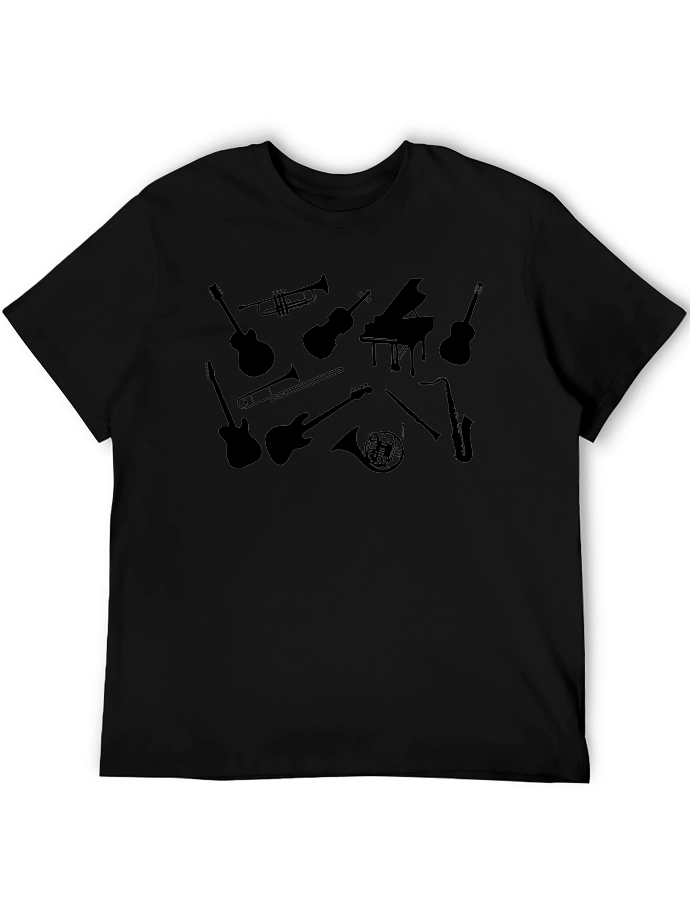 Musical Instrument Silhouette Black T-Shirt