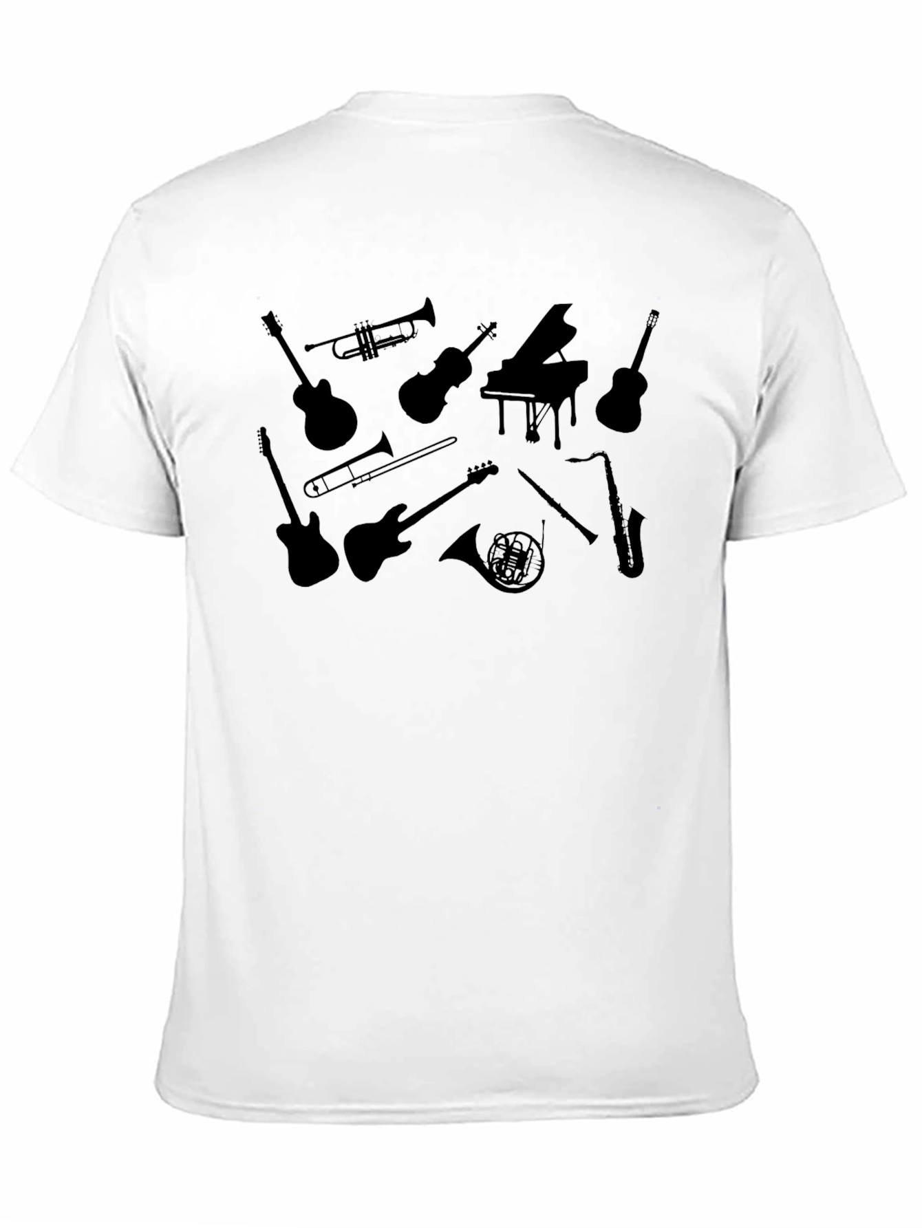 Musical Instrument Silhouette Black T-Shirt