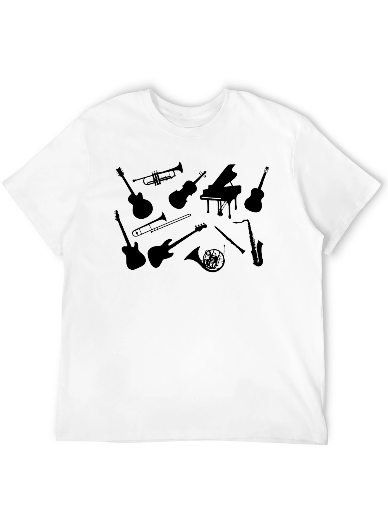 Musical Instrument Silhouette Black T-Shirt
