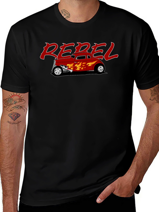 Rebel Hot Rod Flames Graphic T-Shirt