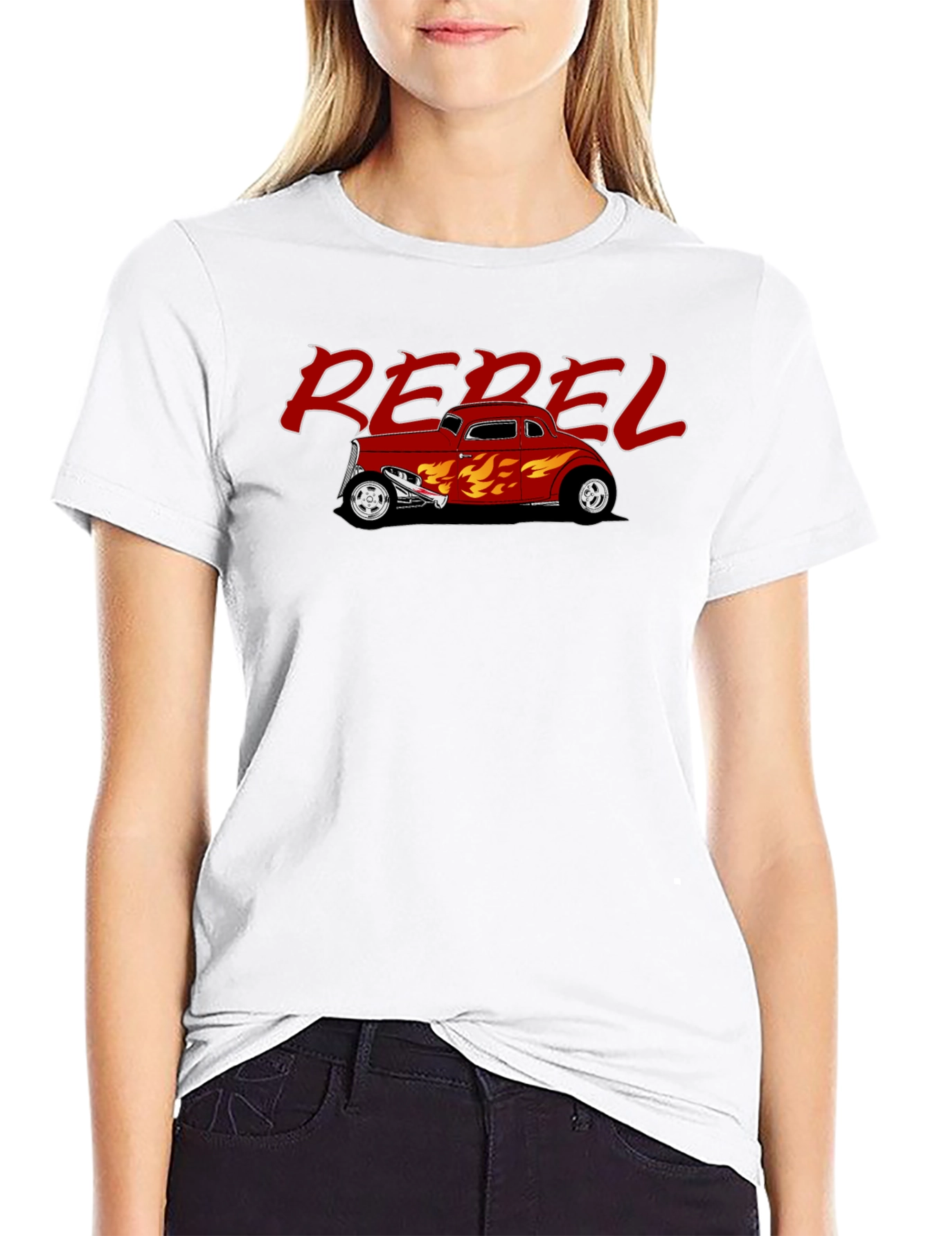 Rebel Hot Rod Flames Graphic T-Shirt