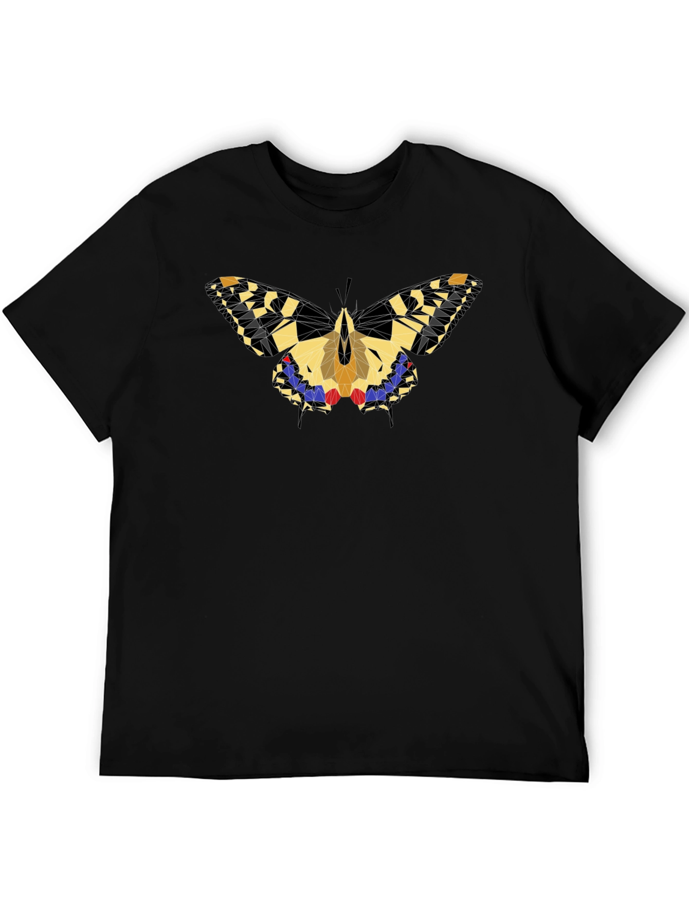Geometric Butterfly Graphic Black T-Shirt