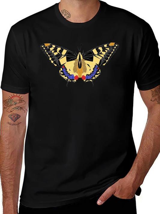 Geometric Butterfly Graphic Black T-Shirt