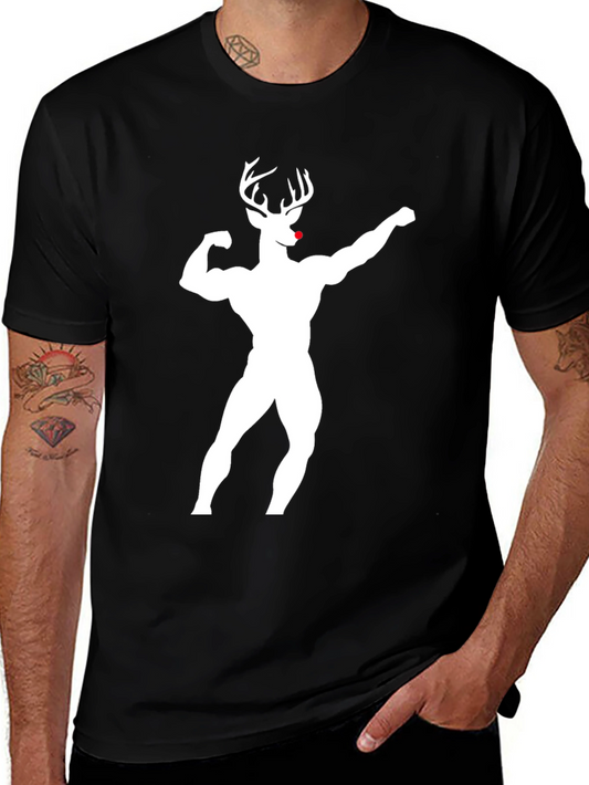 Muscle Deer Graphic T-Shirt - Black