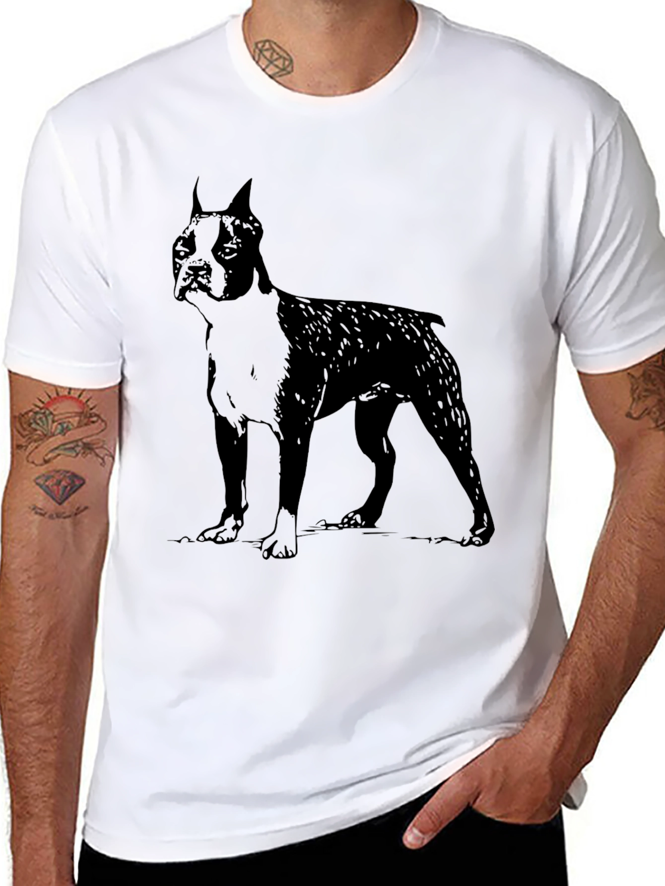 Boston Terrier Dog Graphic Tee - Black