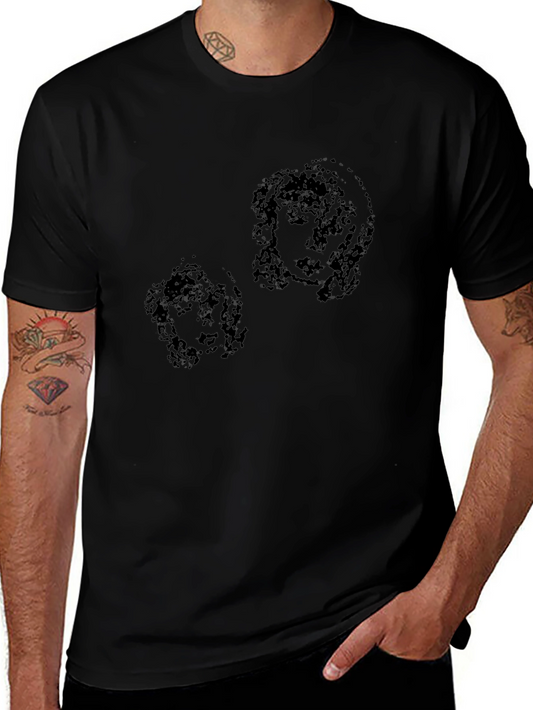 Abstract Portrait Print Black T-Shirt