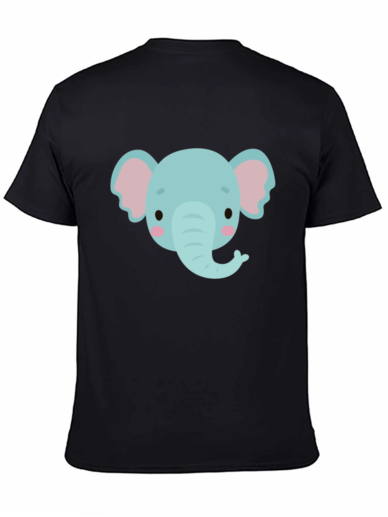 Cute Elephant Graphic Tee - Black Cotton Comfort