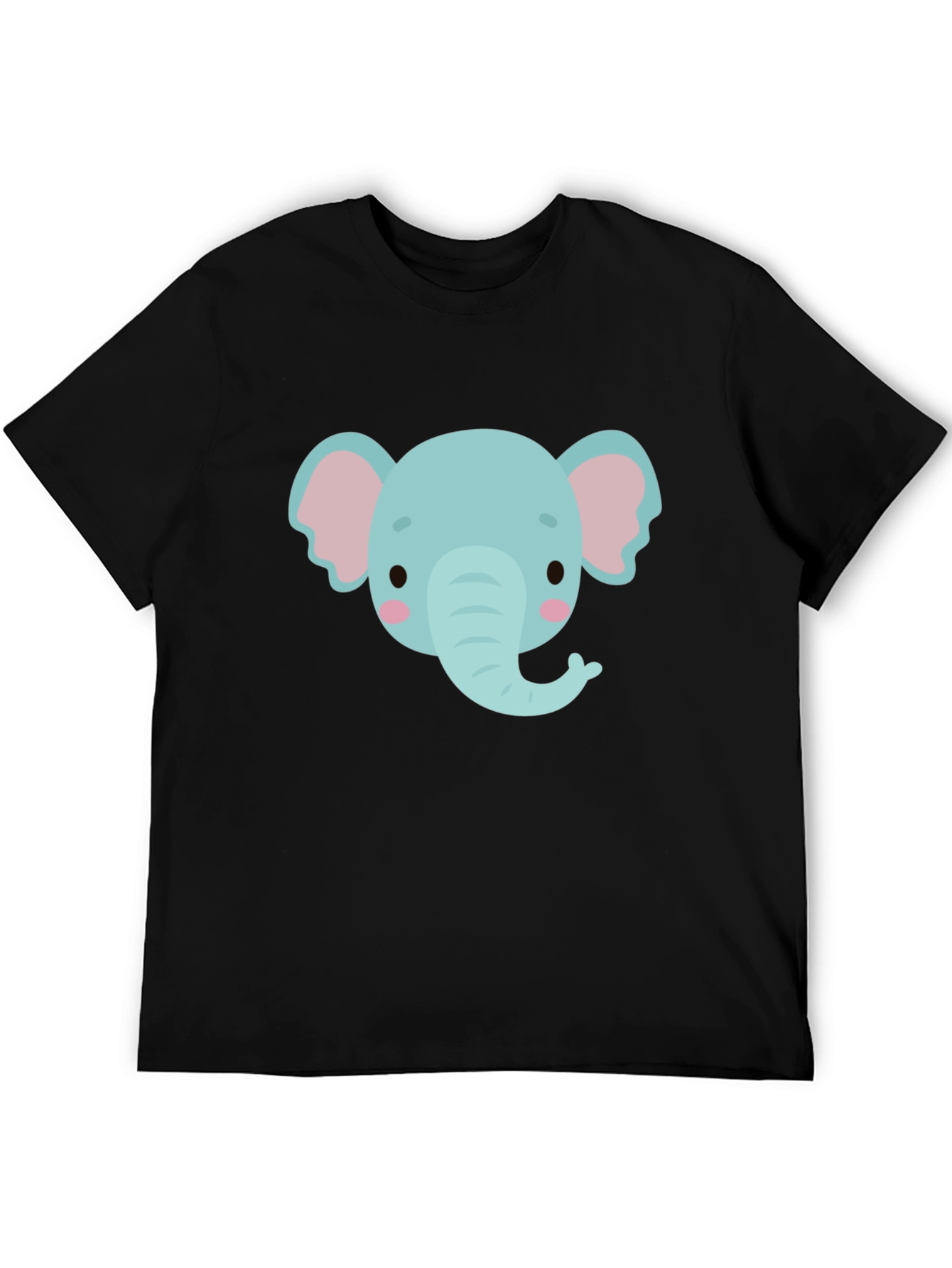Cute Elephant Graphic Tee - Black Cotton Comfort