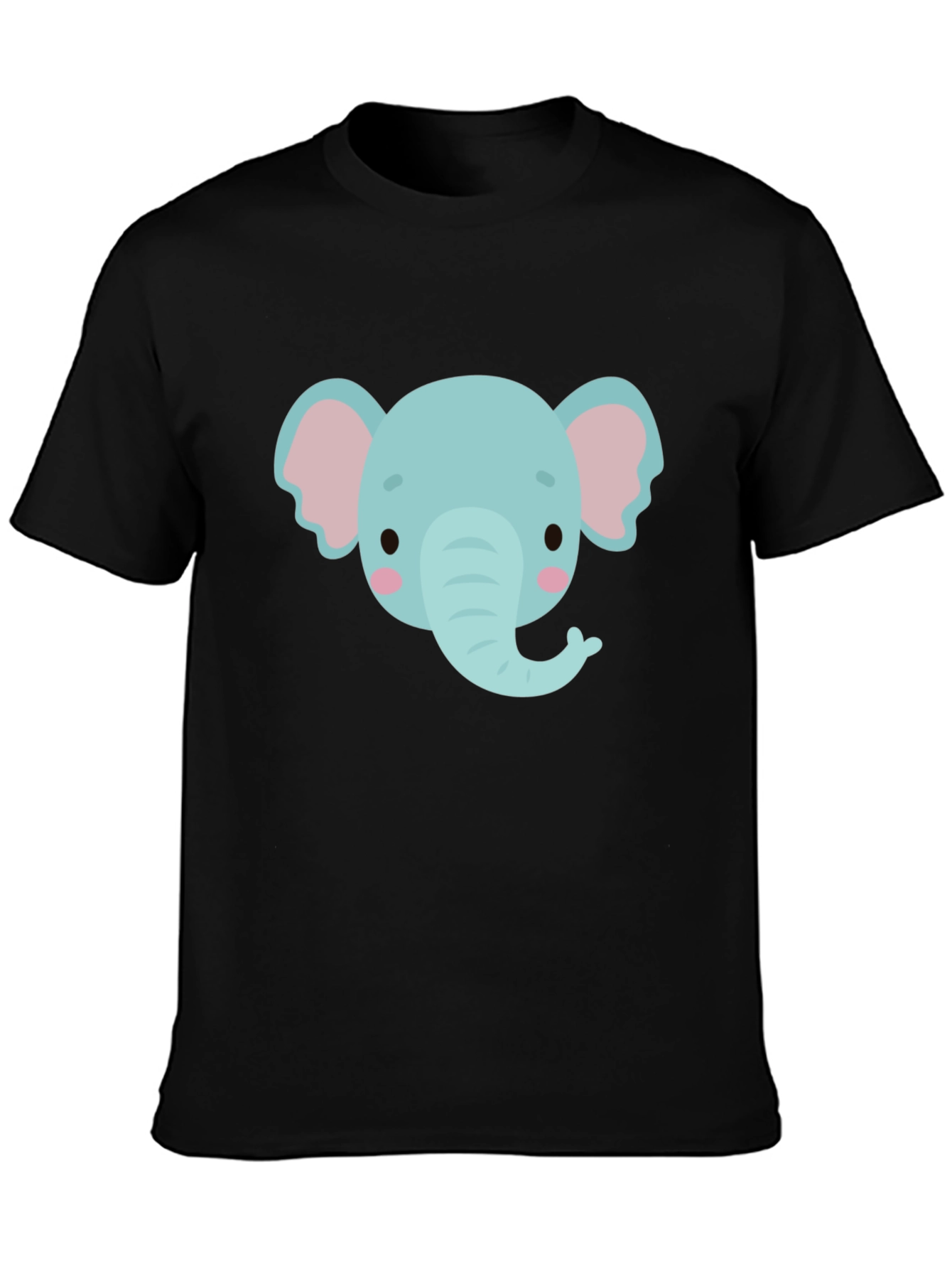 Cute Elephant Graphic Tee - Black Cotton Comfort